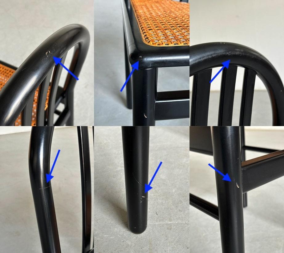 Vintage Mid-Century Dining Chairs in Black Lacquered Wood and Cane, 1980s Italy For Sale 5