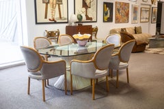 Vintage Mid Century Dorothy McGuire Sheaf of Wheat Bamboo and Glass Dining Table