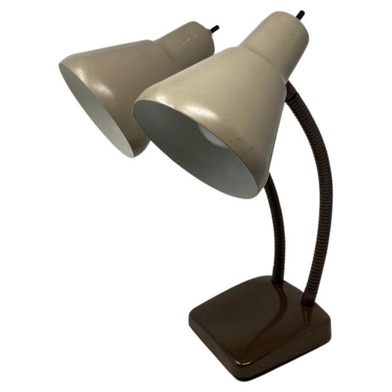 Vintage Mid Century Double Gooseneck Desk Lamp For Sale at 1stDibs