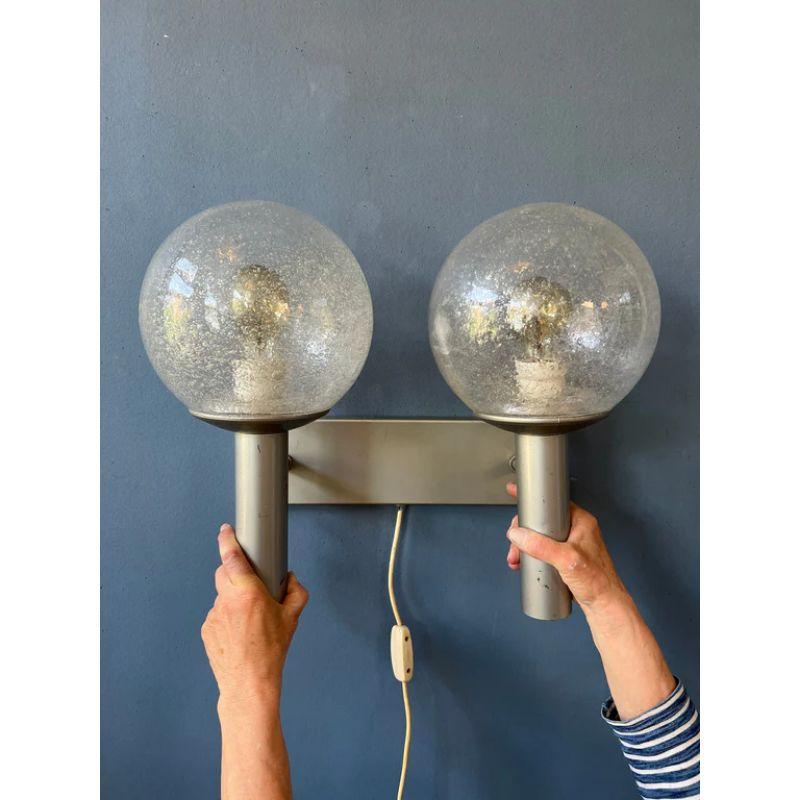 Space Age Vintage Mid Century Double Sconce Vigilante C1663 Wall Light by Raak For Sale
