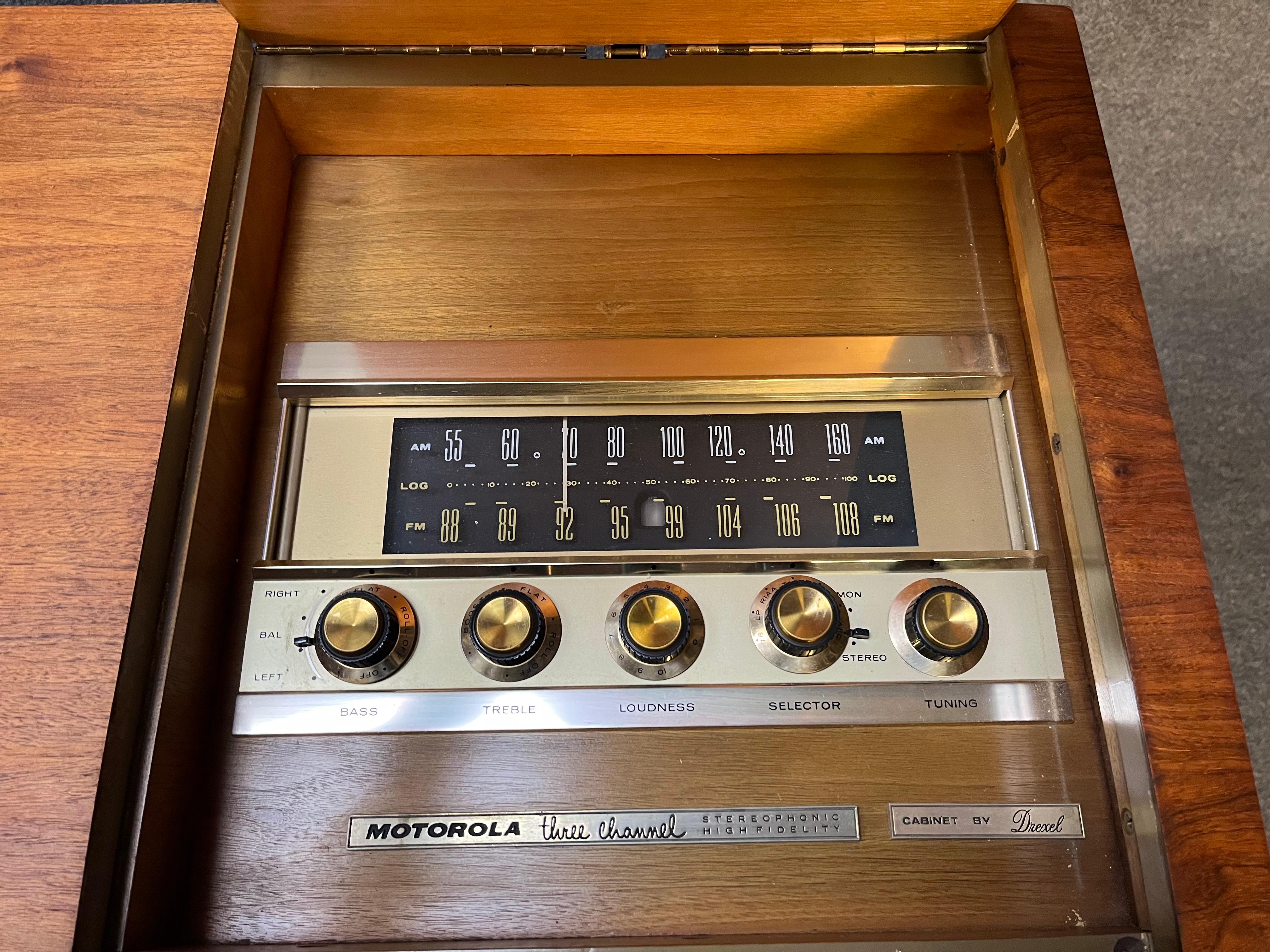 Américain Console stéréo Drexel Motorola vintage du milieu du siècle dernier