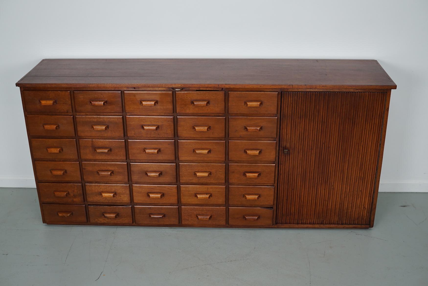 Vintage Mid-Century Dutch Mahogany Shop / Apothecary Cabinet For Sale 9