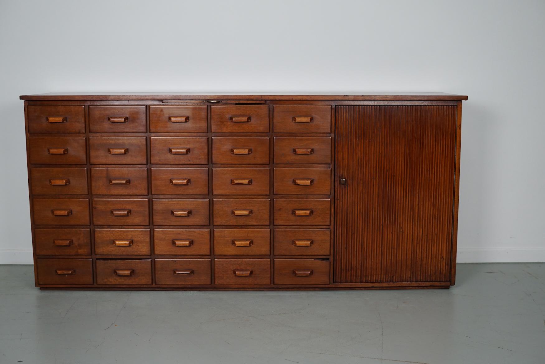 Vintage Mid-Century Dutch Mahogany Shop / Apothecary Cabinet In Good Condition For Sale In Nijmegen, NL