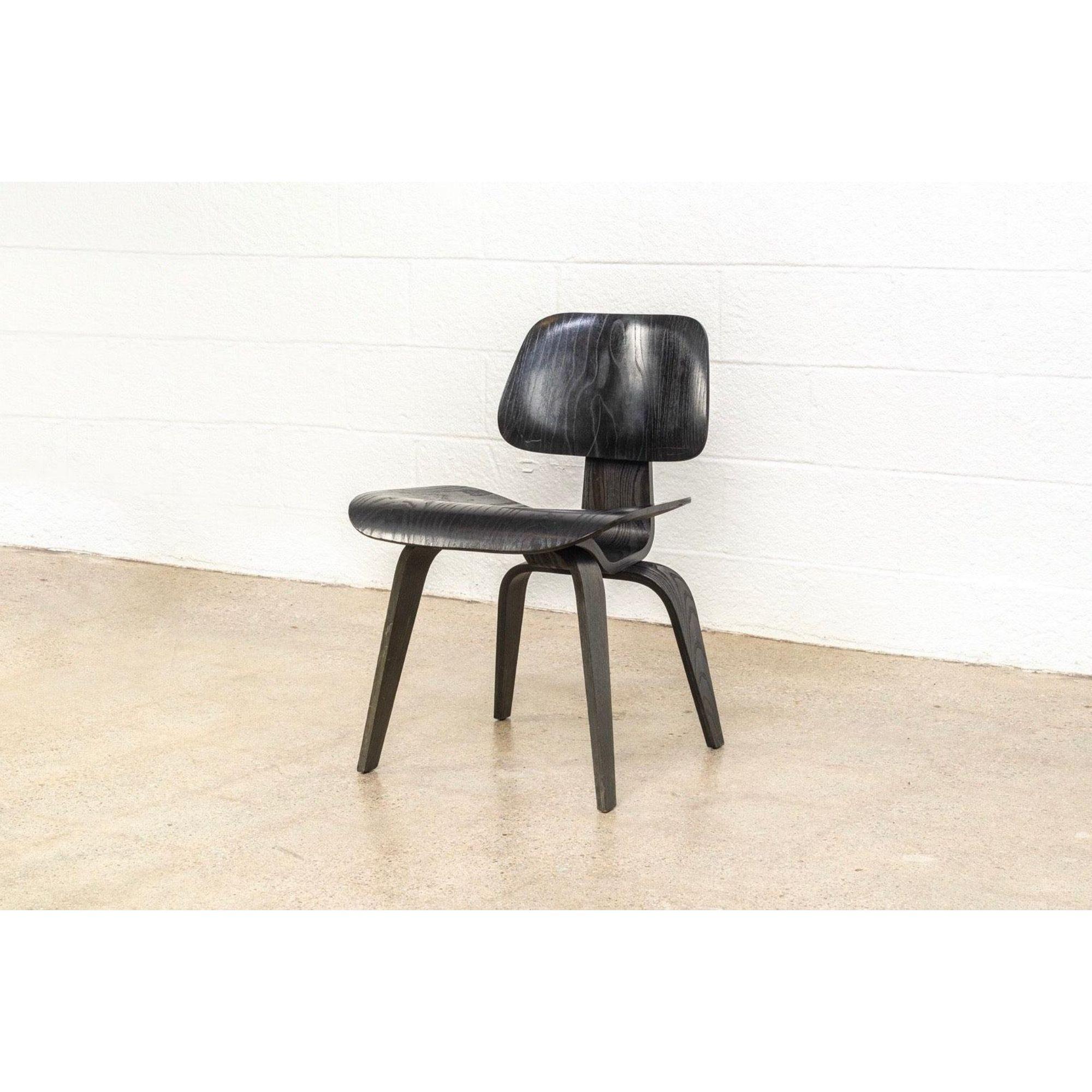 Vintage Midcentury Eames Black Dcw Plywood Dining Chair, 1950s 1