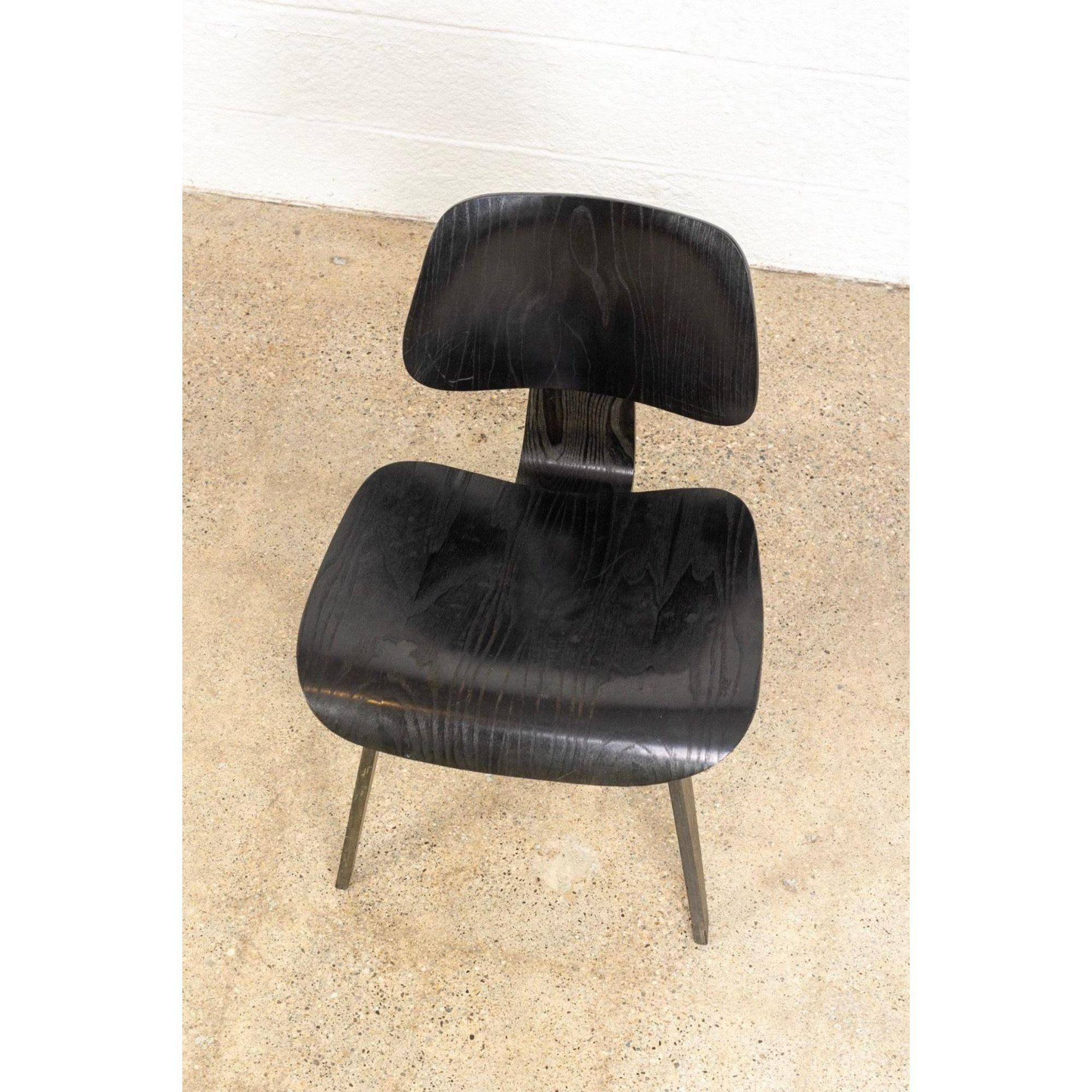 Vintage Midcentury Eames Black Dcw Plywood Dining Chair, 1950s 3
