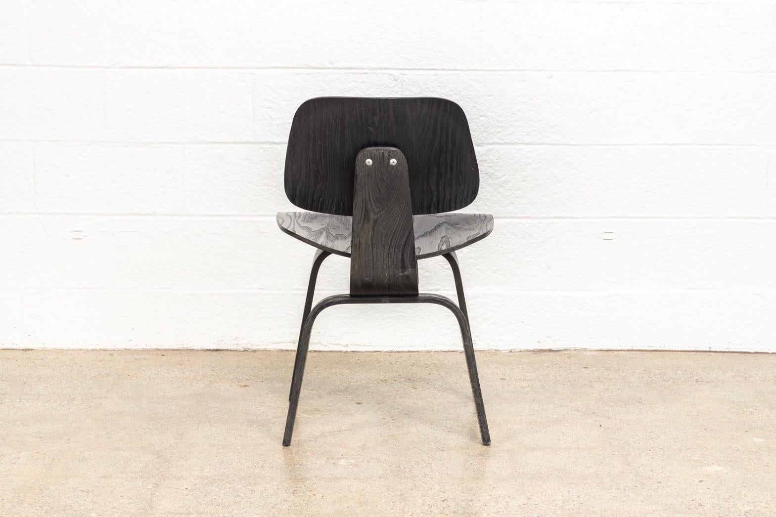 Ash Vintage Midcentury Eames for Herman Miller Black DCW Dining Chair, 1950s For Sale