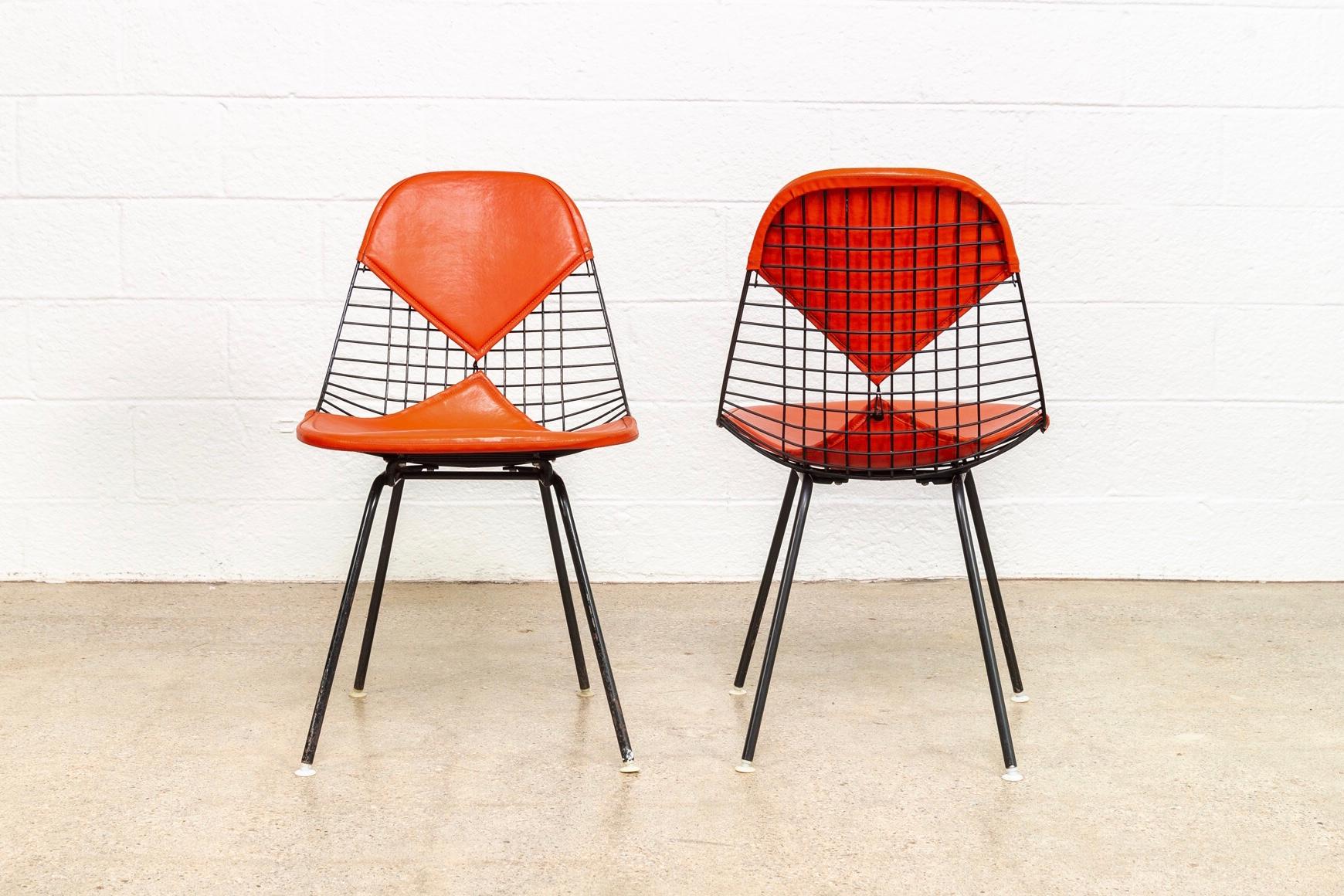 Vintage Midcentury Eames for Herman Miller DKX-2 Red Bikini Chairs, Set of 4 In Good Condition In Detroit, MI
