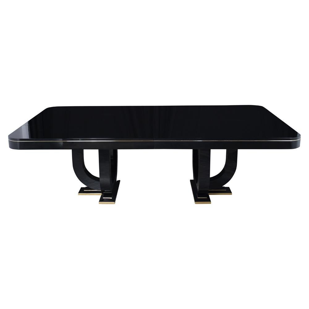 American Vintage Modern Extendable Ebonized Dining Table