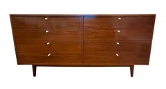 Vintage Mid-Century Eight Drawer Walnut Dresser In Style Of Paul McCobb
