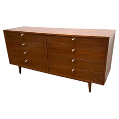 Vintage Mid-Century Eight Drawer Walnut Dresser In Style Of Paul McCobb