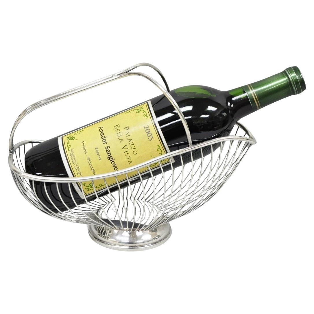 Vintage Mid Century El De Uberti Italy Silver Plated Wire Wine Bottle Holder