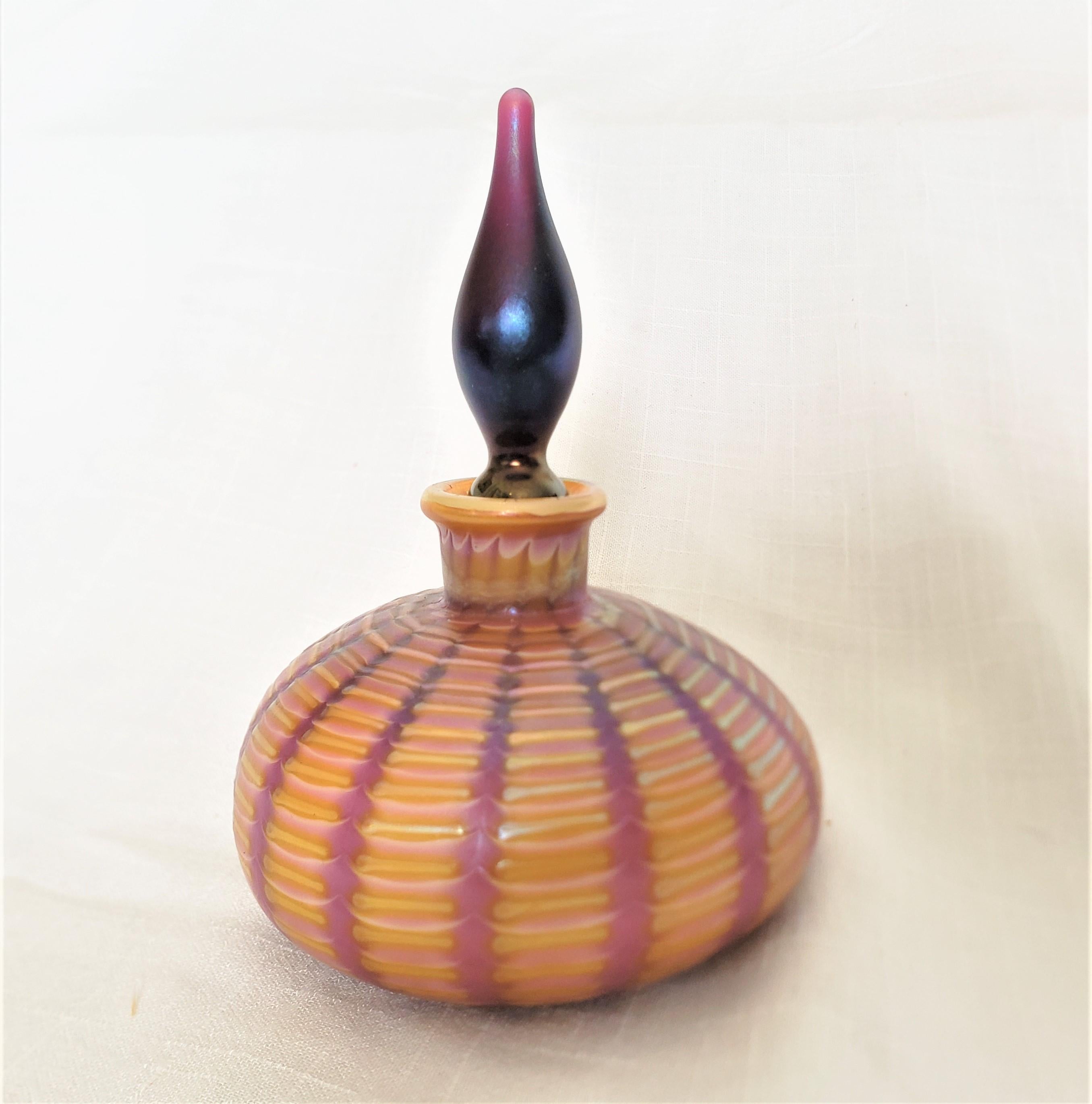 Art Deco Vintage Mid-Century Era Art Glass Perfume Bottle in Purple & Tangerine Orange