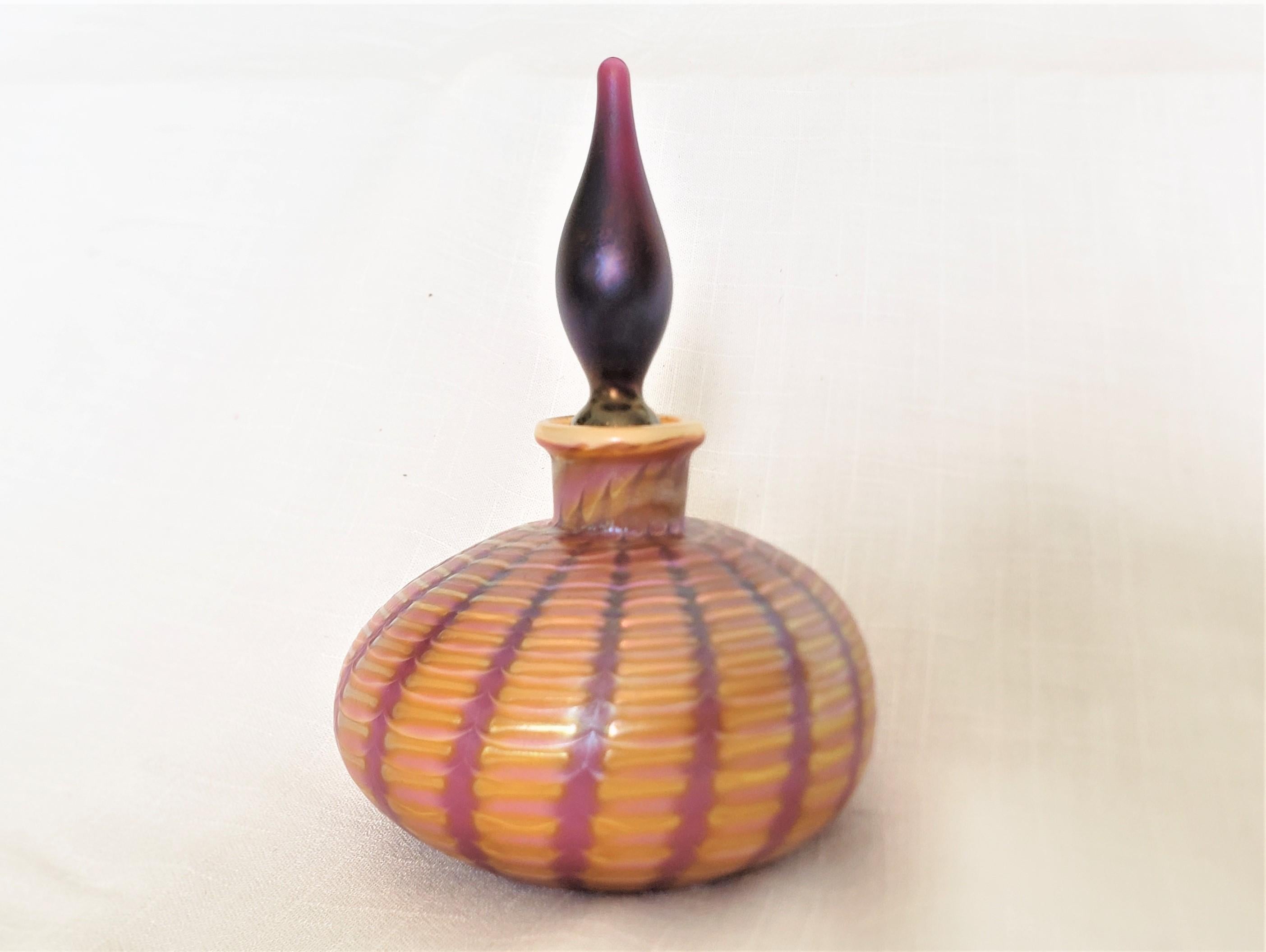 Czech Vintage Mid-Century Era Art Glass Perfume Bottle in Purple & Tangerine Orange