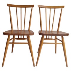 Vintage Mid Century Ercol dining Chairs Blonde Elm & Beech Model 391 Set Of 2  