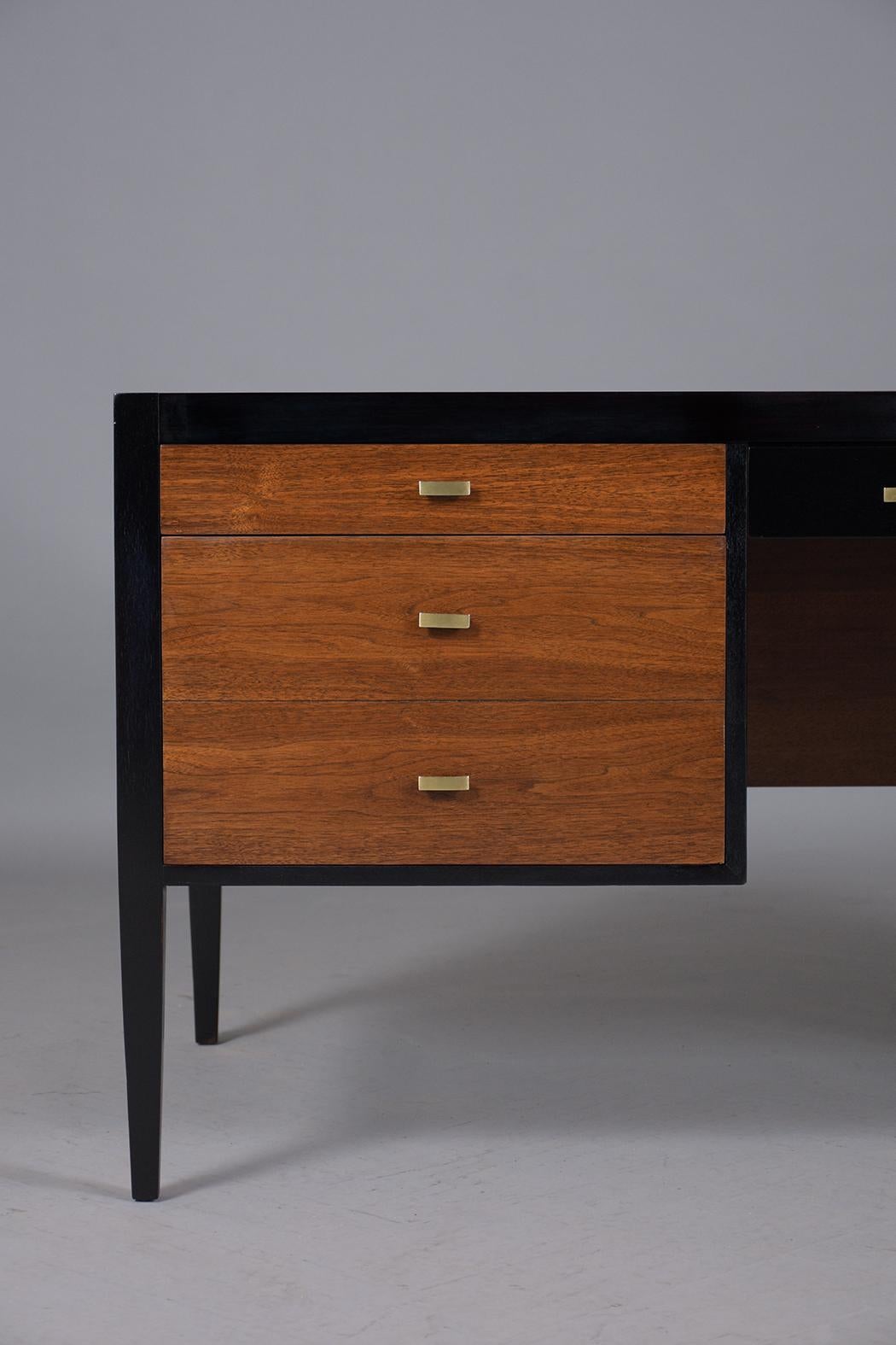 Ebonized Vintage Mid-Century Modern Executive Desk