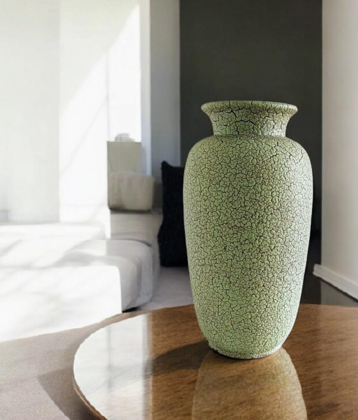 Glazed Midcentury West German Art Pottery Ceramic Vase by Jasba, 1950s For Sale