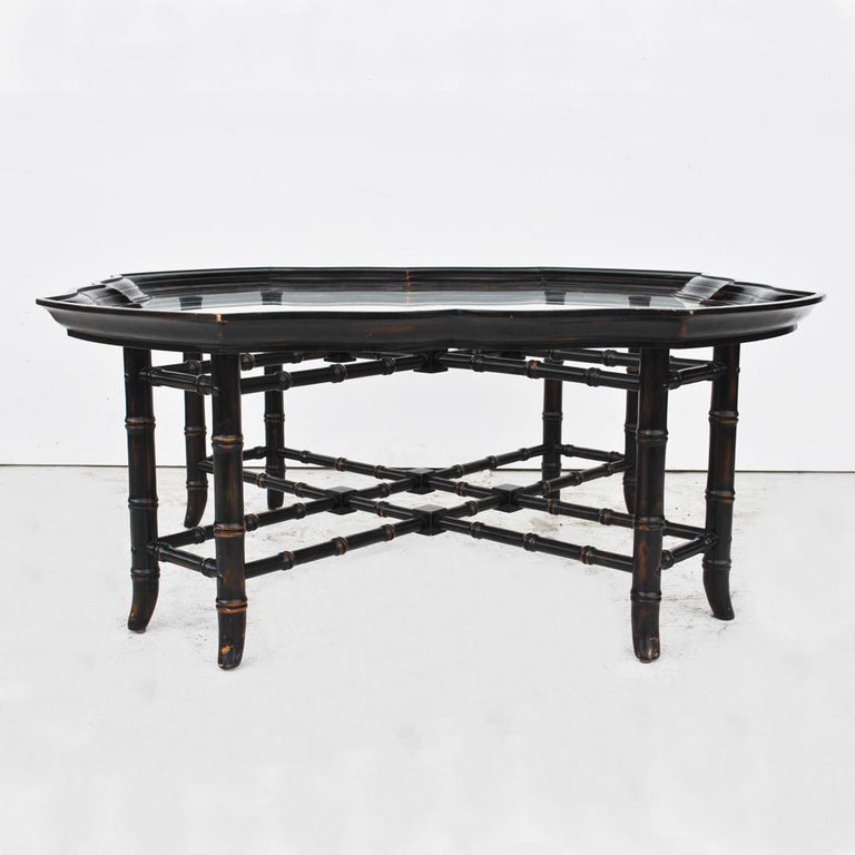 Vintage Midcentury Faux Bamboo Baker Coffee Table For Sale at 1stDibs