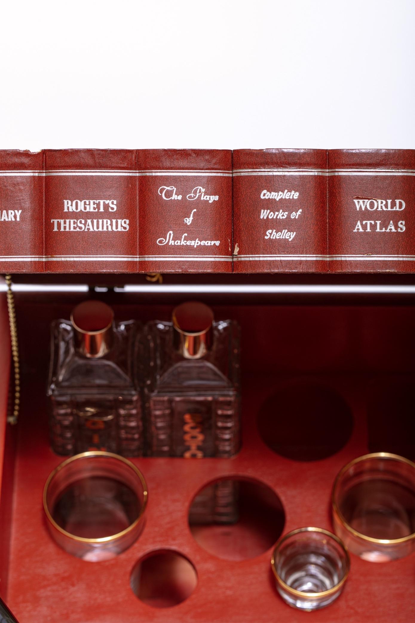 Vintage Midcentury Faux Books Mini Bar Cabinet Set 7