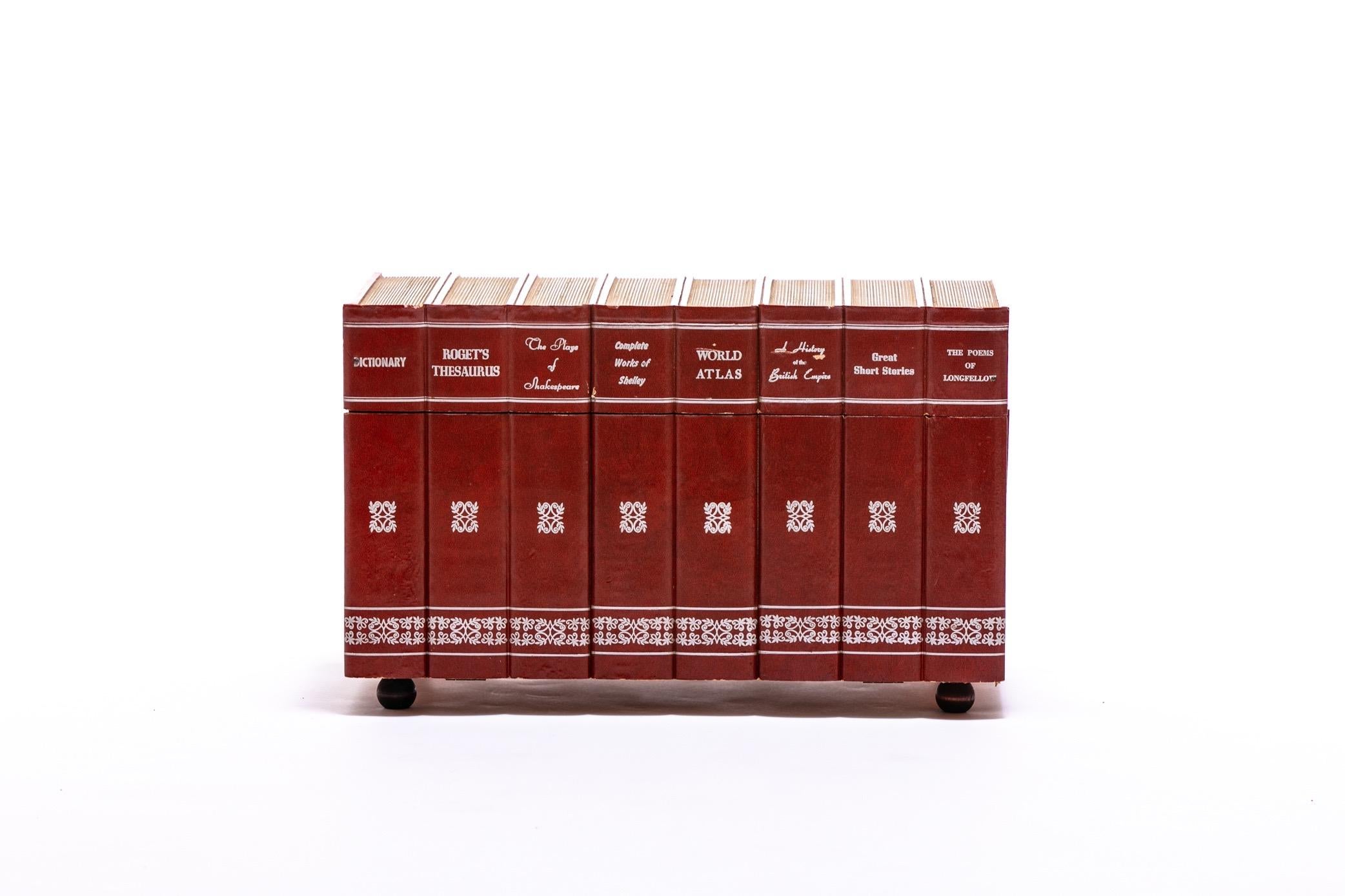 American Vintage Midcentury Faux Books Mini Bar Cabinet Set