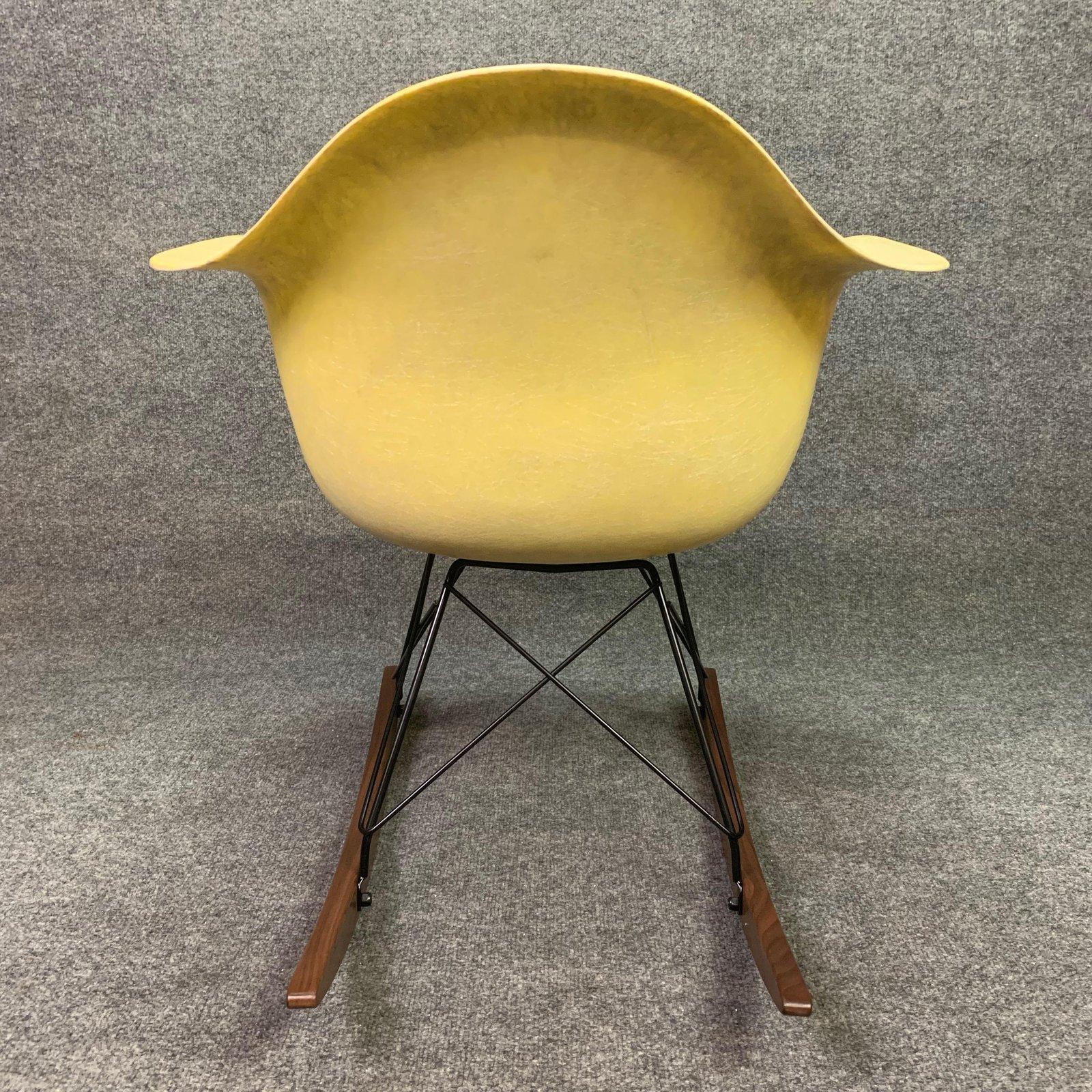 Molded Vintage Mid Century Fiberglass Rocking Chair by Charles Eames