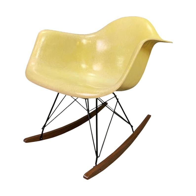 Vintage Midcentury Fiberglass Rocking Chair by Charles Eames For Sale