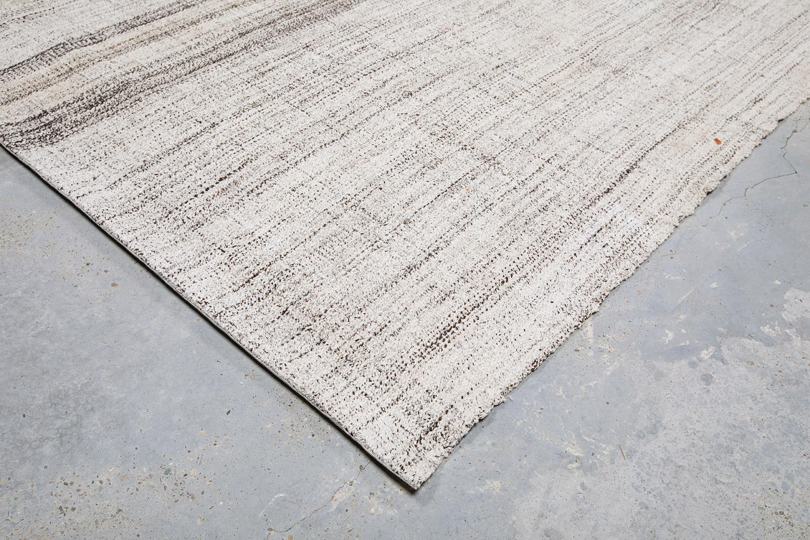 Hand-Woven Vintage Midcentury Flat-Weave in Warm Grey For Sale