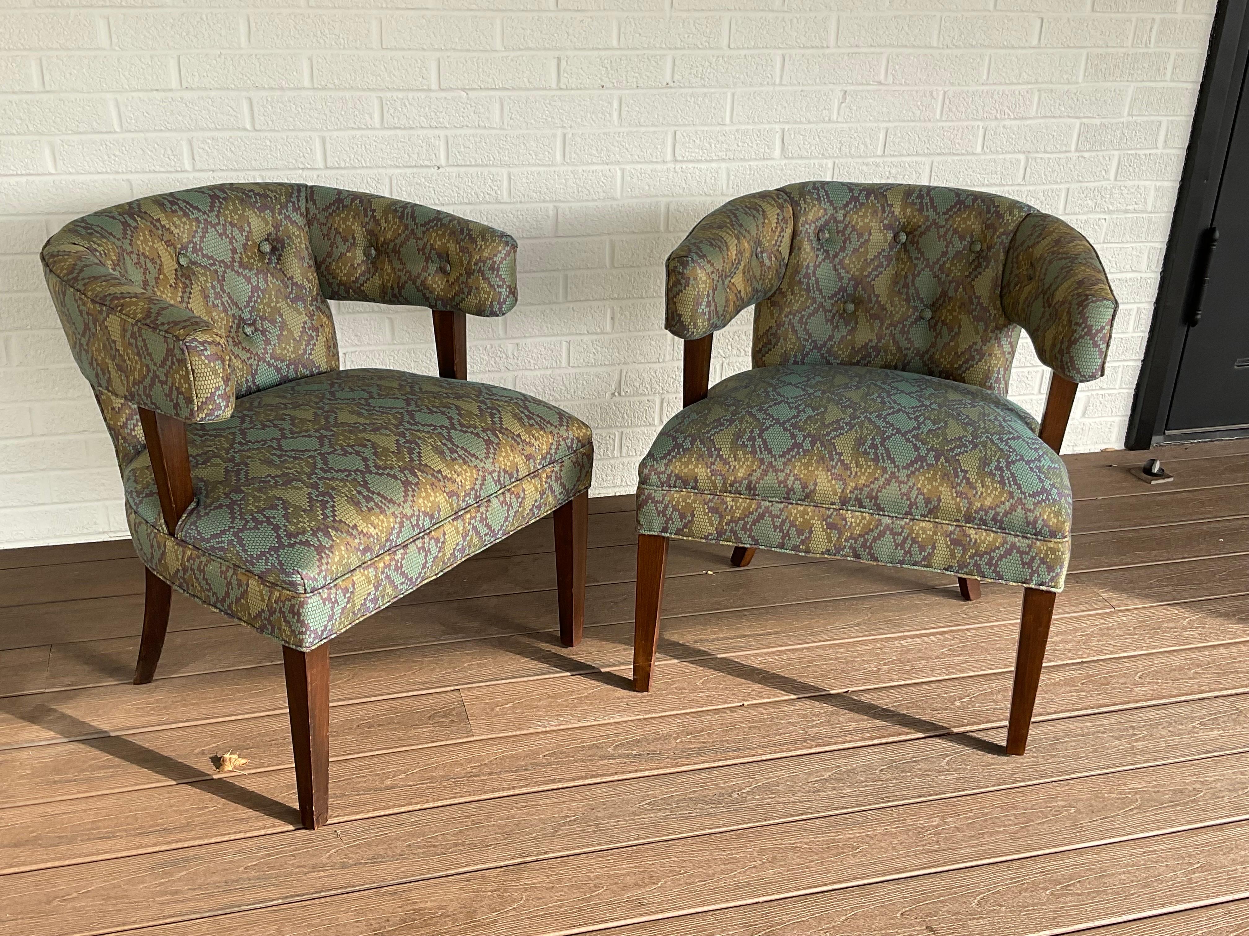 Mid-Century Modern Vintage Midcentury Floating Arm Side Chairs, a Pair