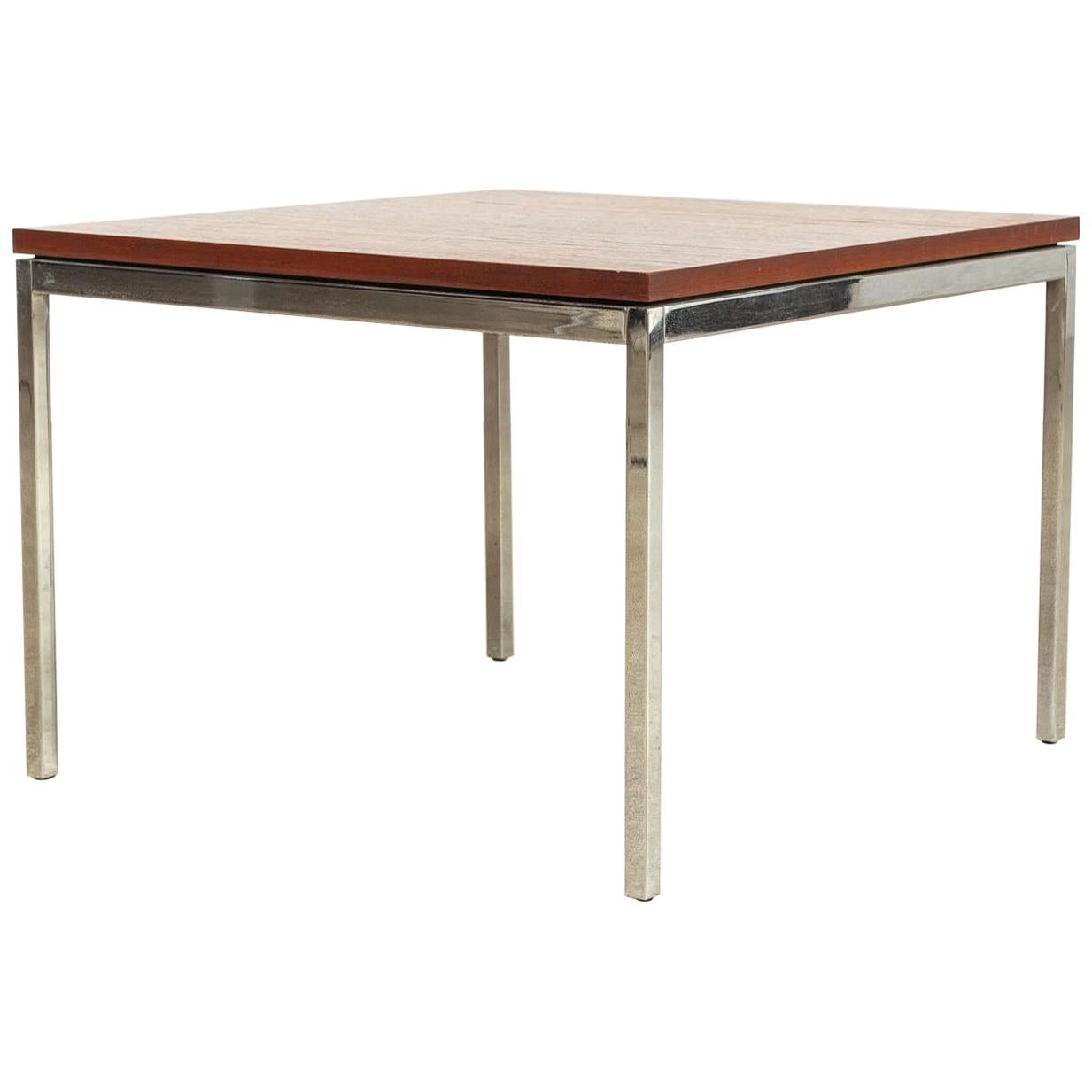 Vintage Midcentury Florence Knoll for Knoll Square Wood and Steel Coffee Table For Sale