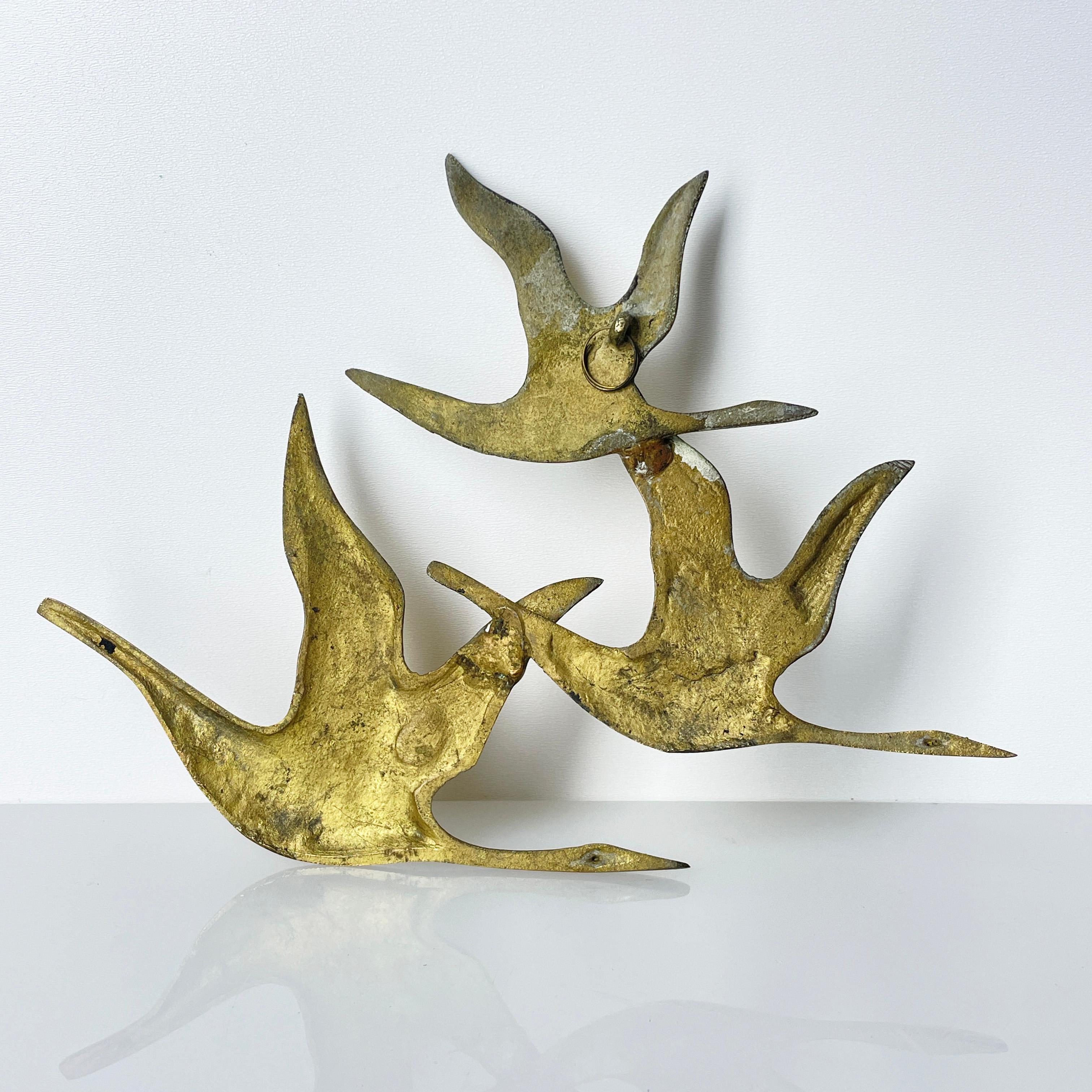 Vintage Mid Century Flying Geese Brass Wall Decoration For Sale 4