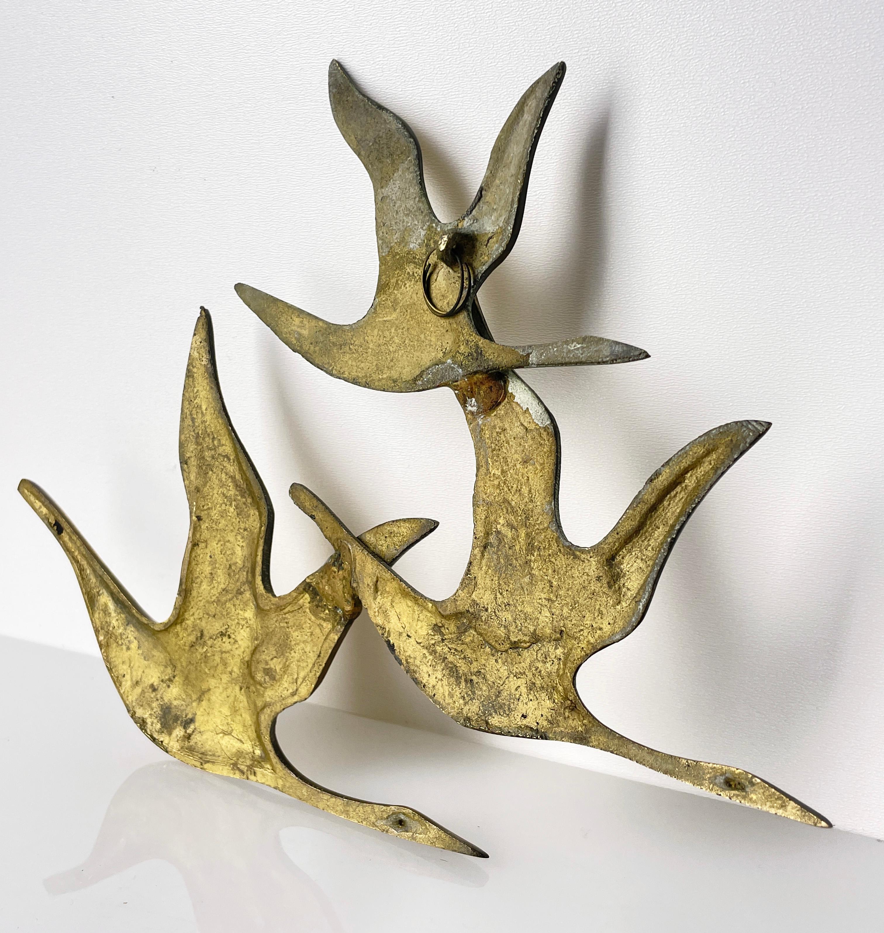 Vintage Mid Century Flying Geese Brass Wall Decoration For Sale 5