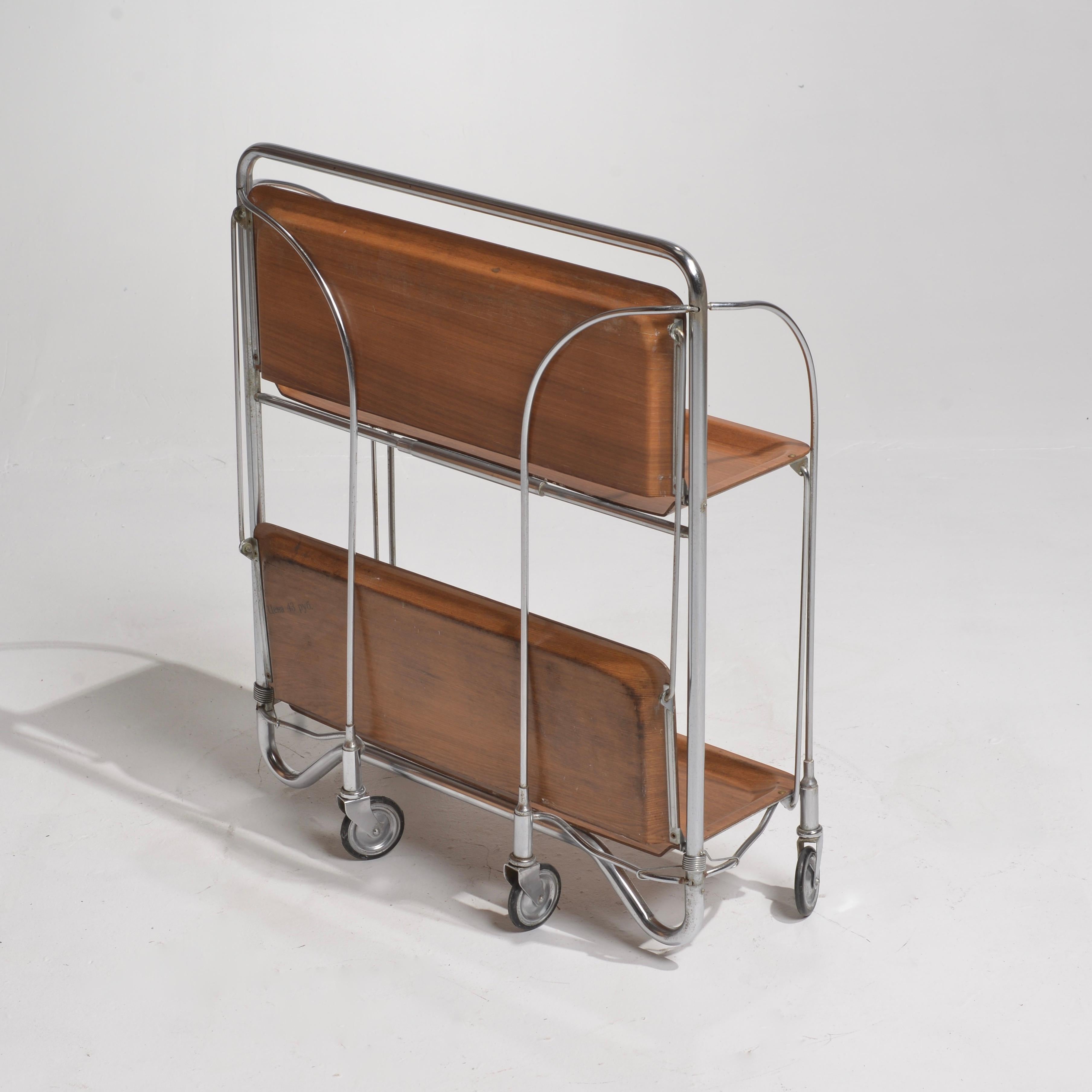 Vintage Mid-Century Foldable Serving Trolley  For Sale 2