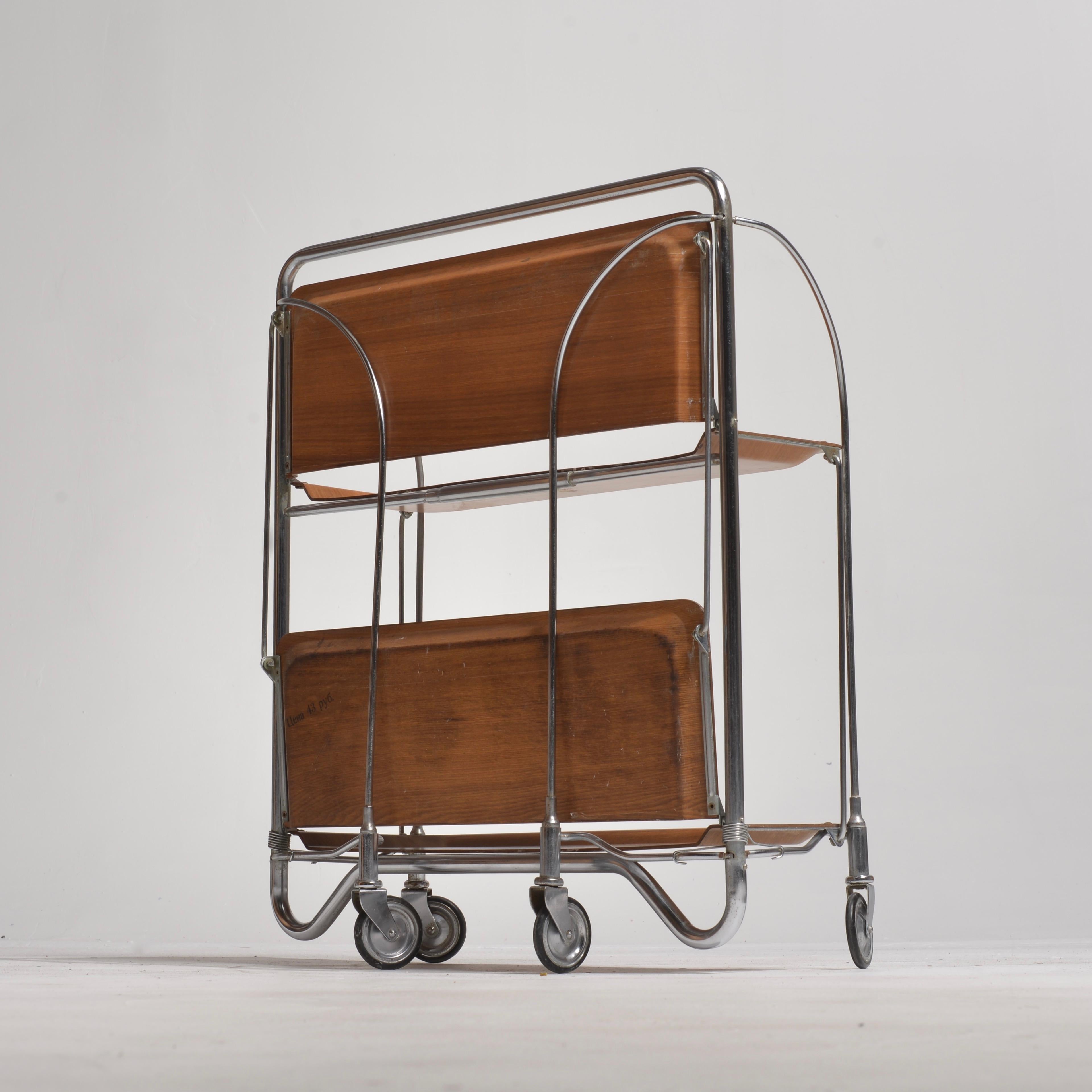 Vintage Mid-Century Foldable Serving Trolley  For Sale 4