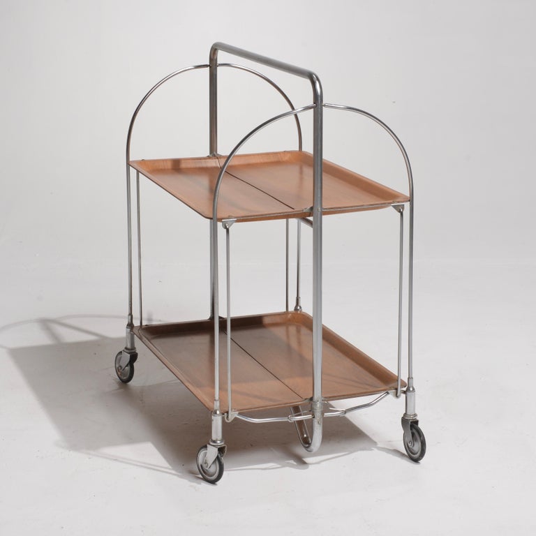 Vintage MidCentury Foldable Serving Trolley For Sale at 1stDibs