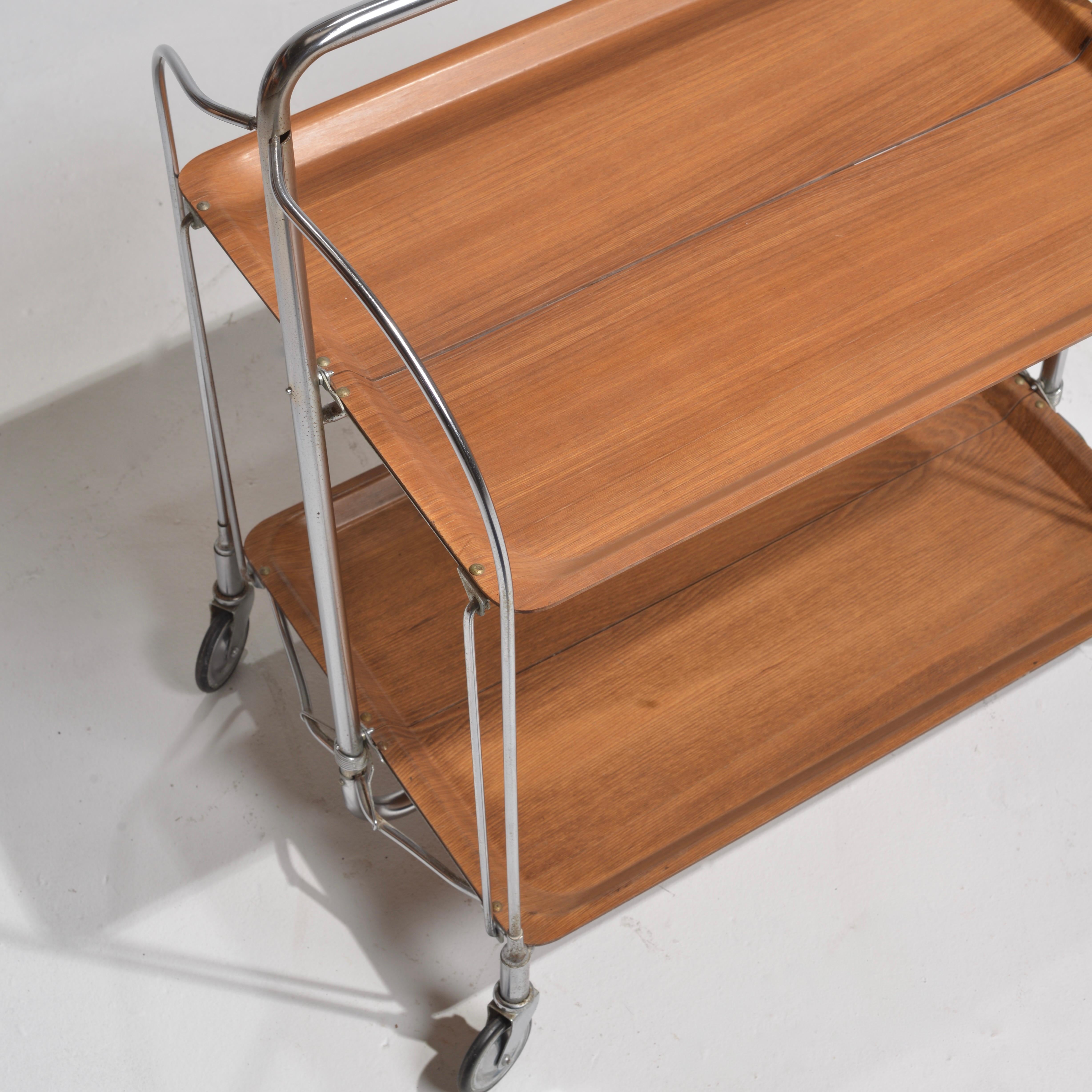 Mid-Century Modern Vintage Mid-Century Foldable Serving Trolley  For Sale