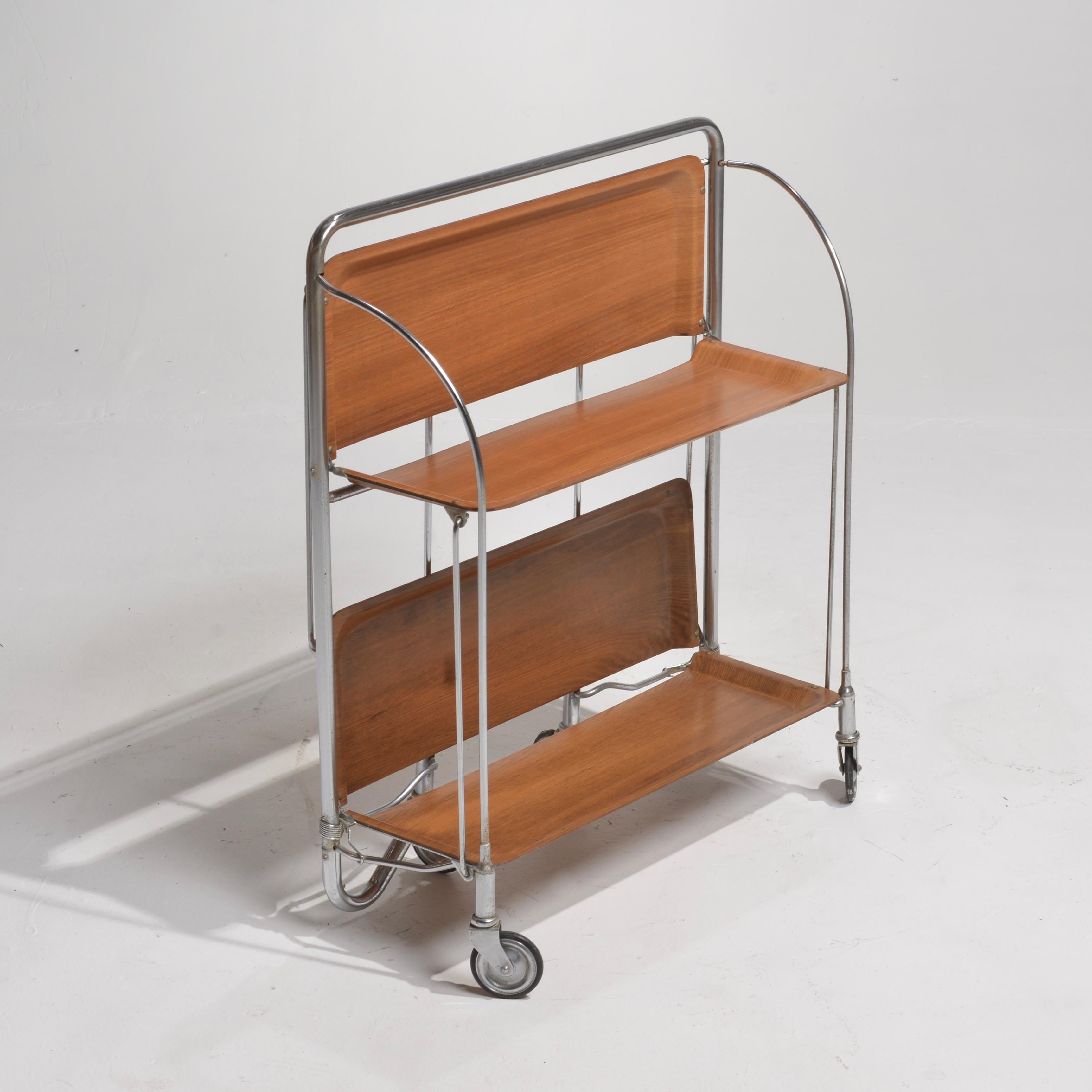 20th Century Vintage Mid-Century Foldable Serving Trolley  For Sale