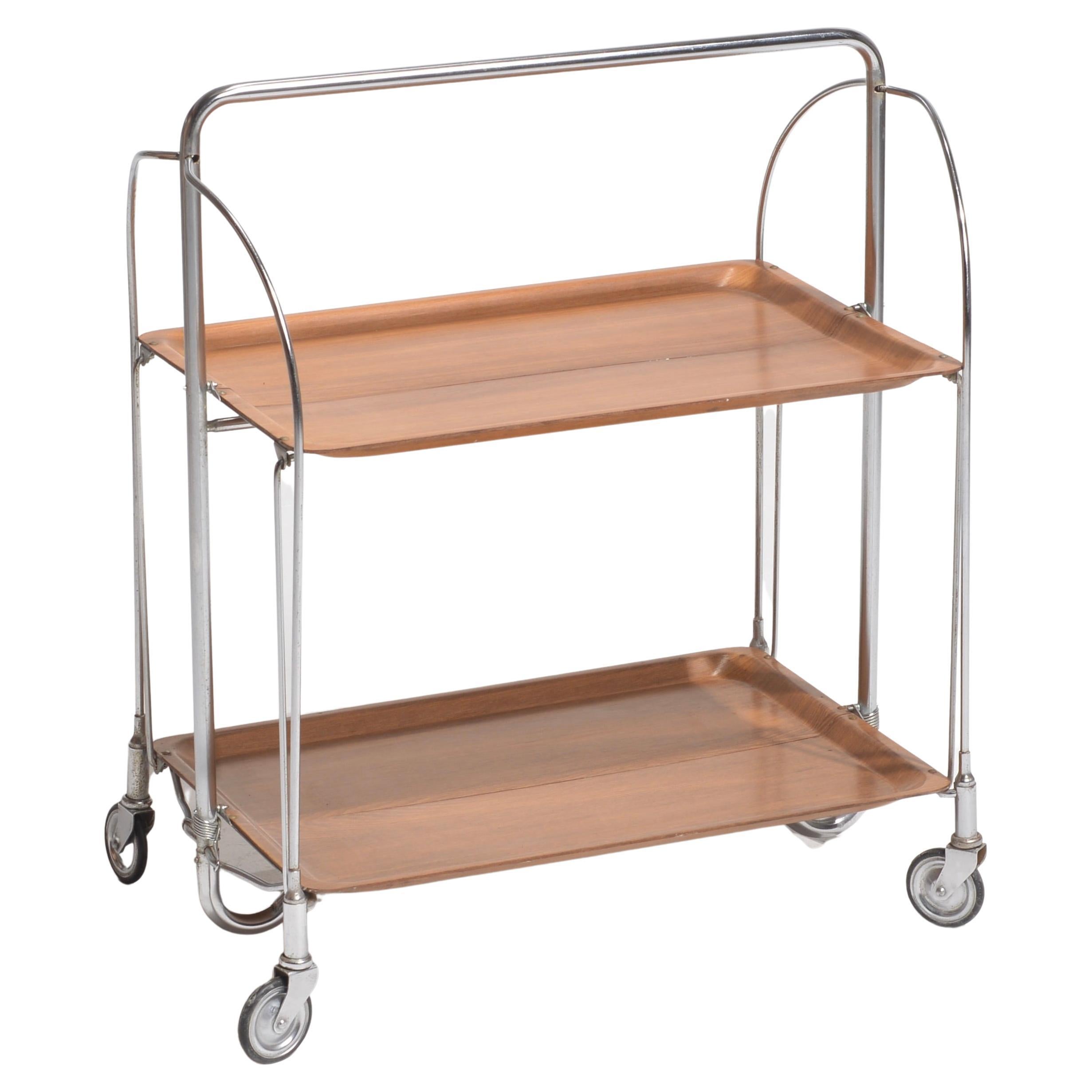 Vintage Mid-Century Foldable Serving Trolley  For Sale