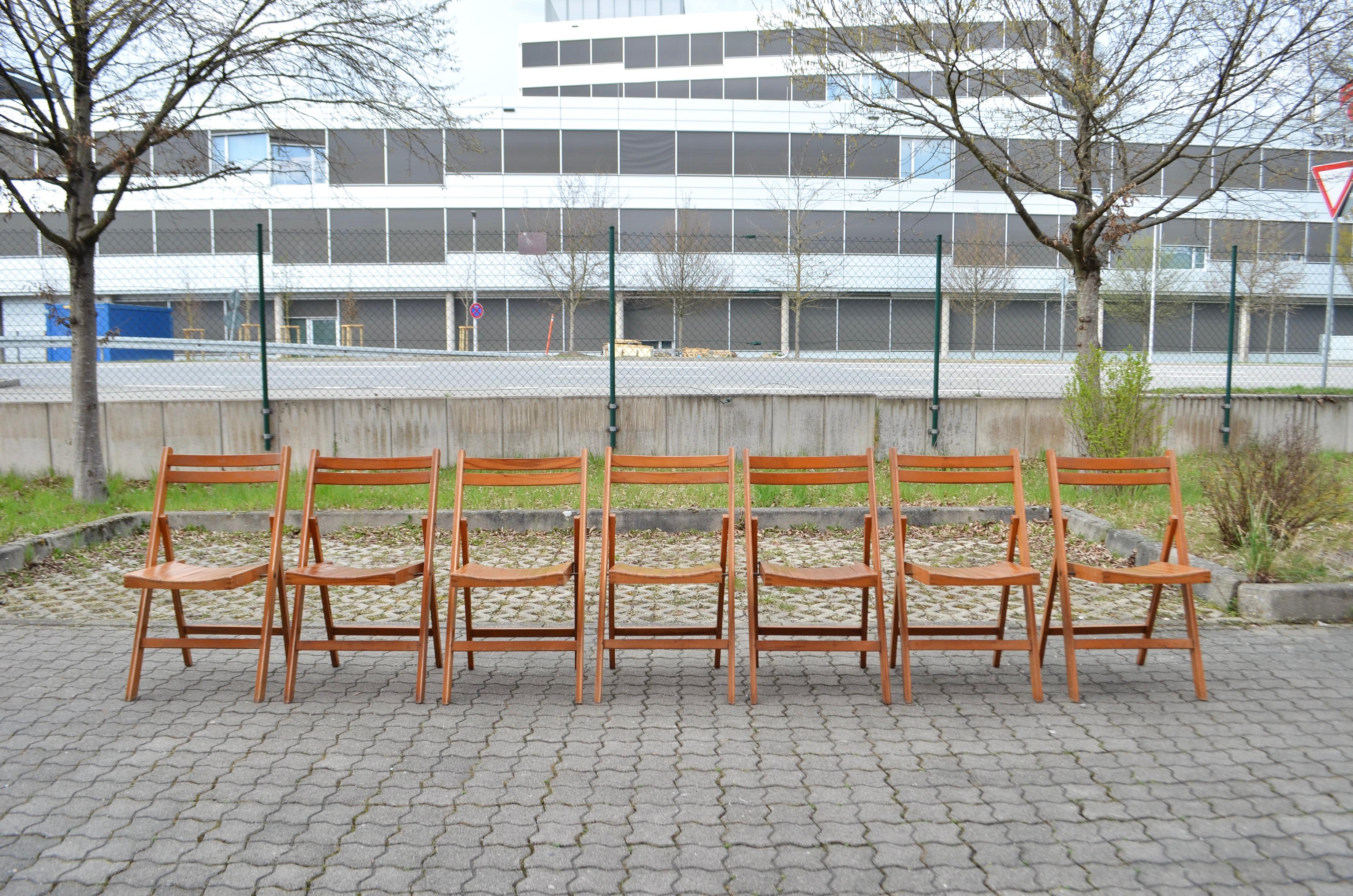 Chaise pliante vintage du milieu du siècle en hêtre 1 / 11 Bon état - En vente à Munich, Bavaria