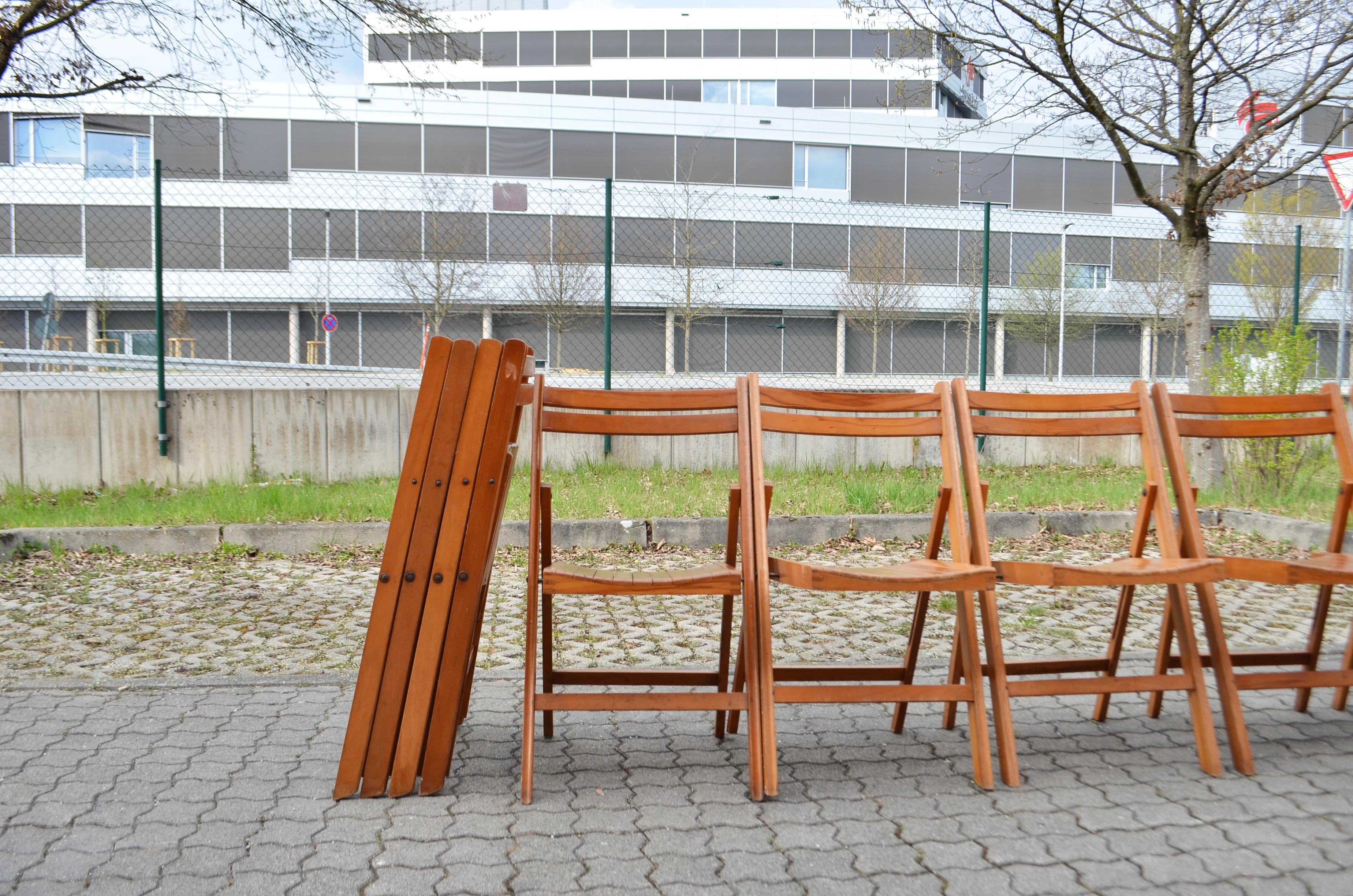 Fin du 20e siècle Chaise pliante vintage du milieu du siècle en hêtre 1 / 11 en vente