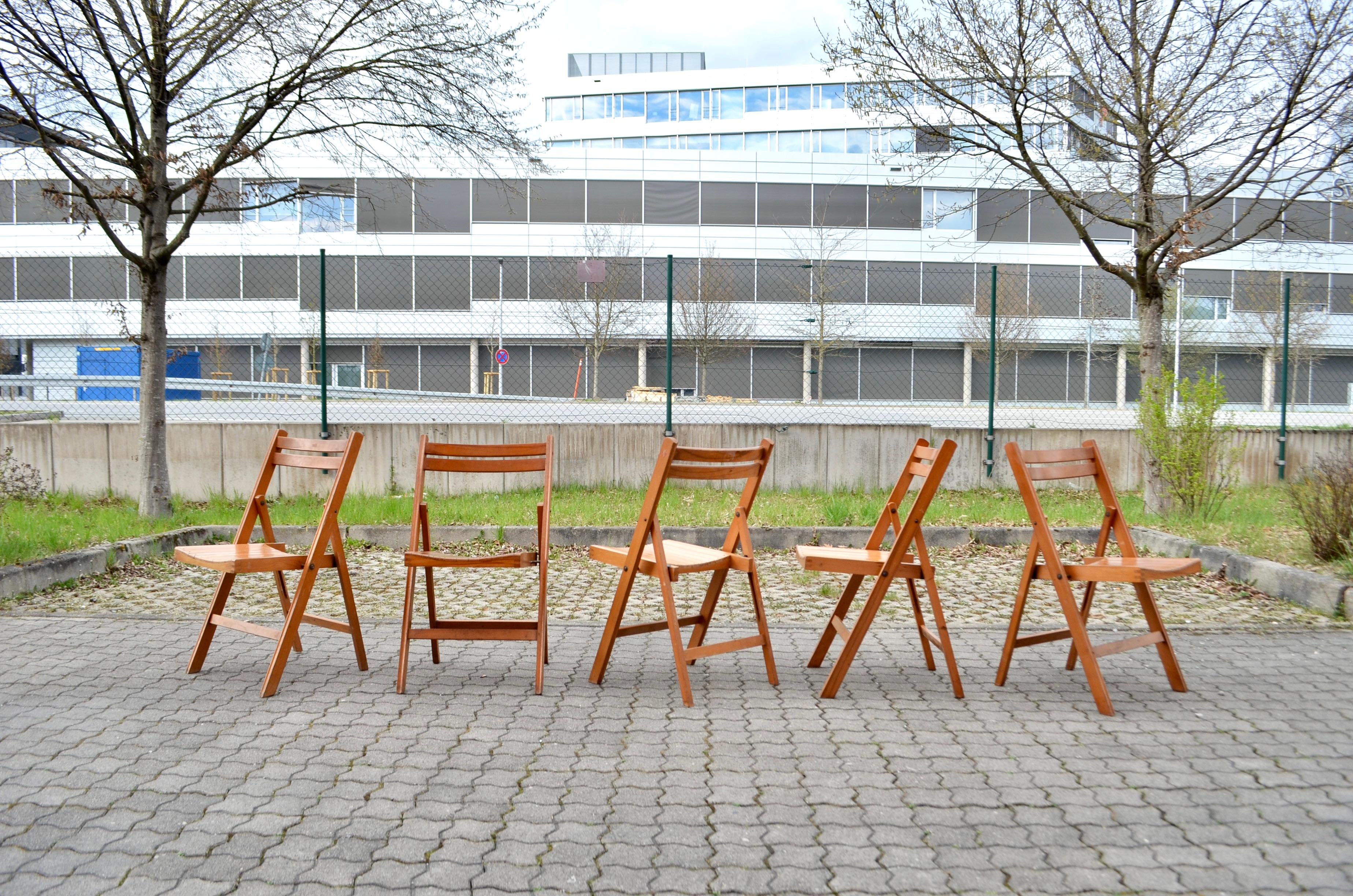 Acier Chaise pliante vintage du milieu du siècle en hêtre 1 / 11 en vente
