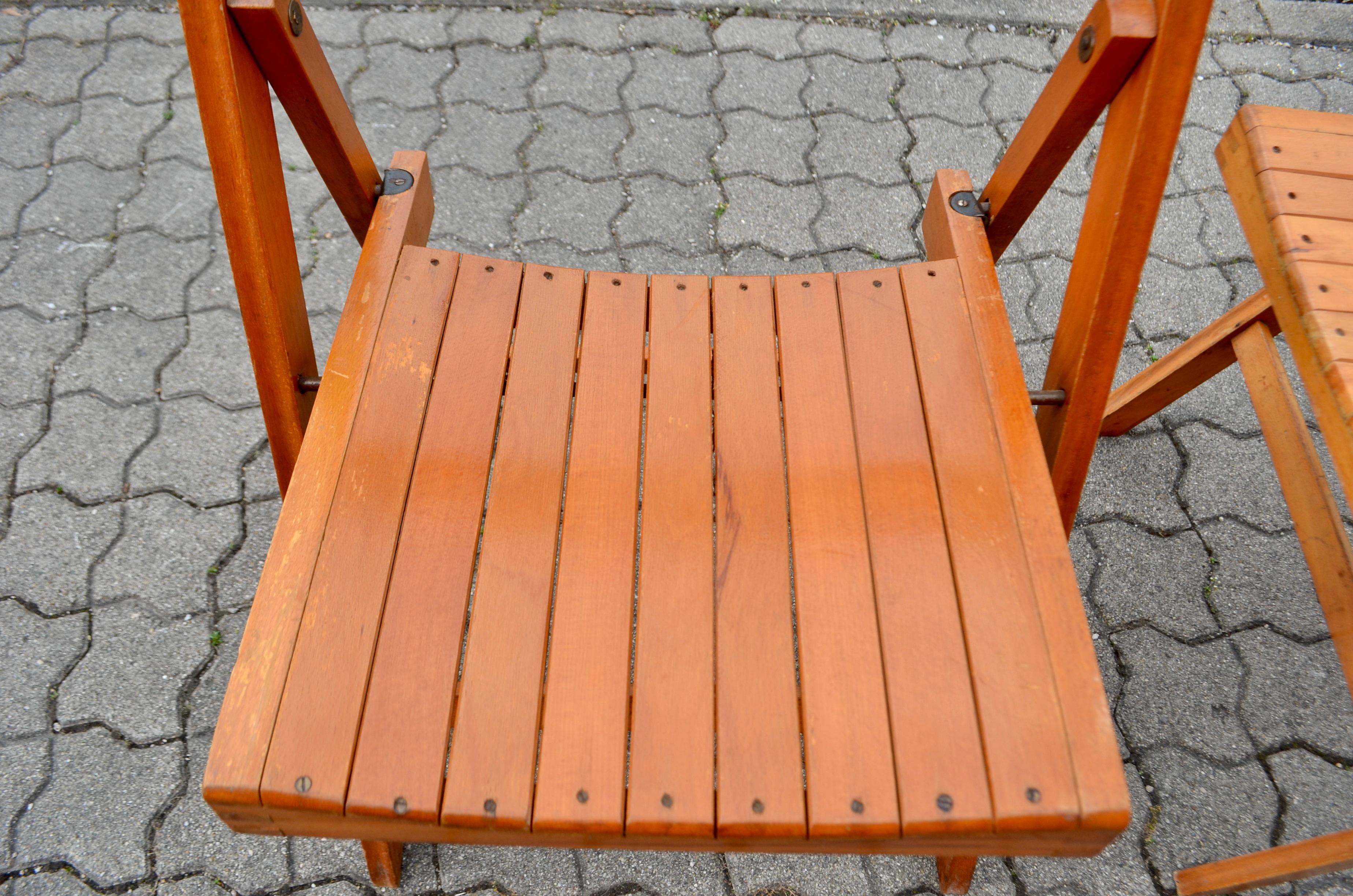 Chaise pliante vintage du milieu du siècle en hêtre 1 / 11 en vente 1