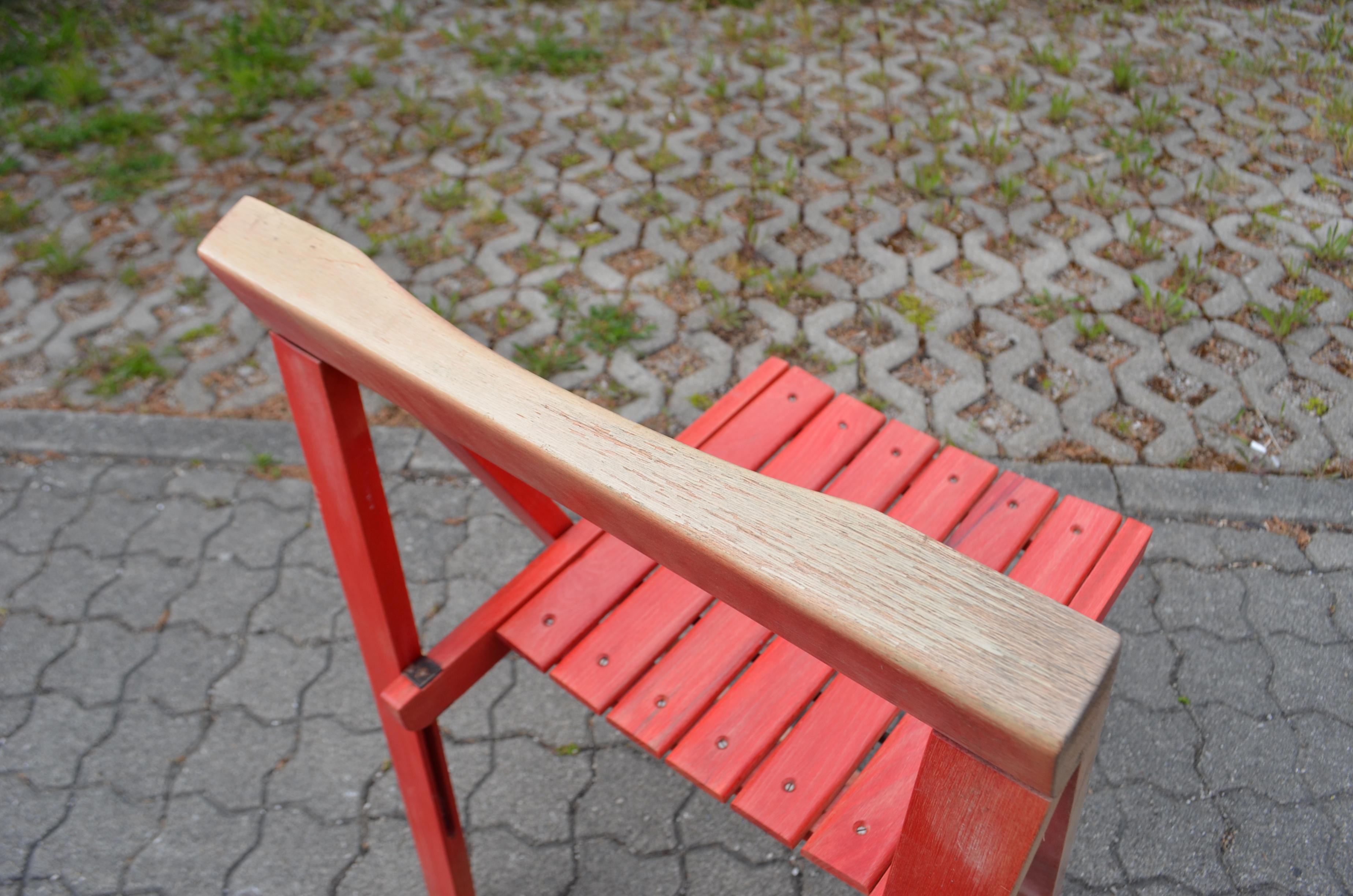 Vintage Mid- Century Folding Chair red Beech 1 / 6 en vente 3