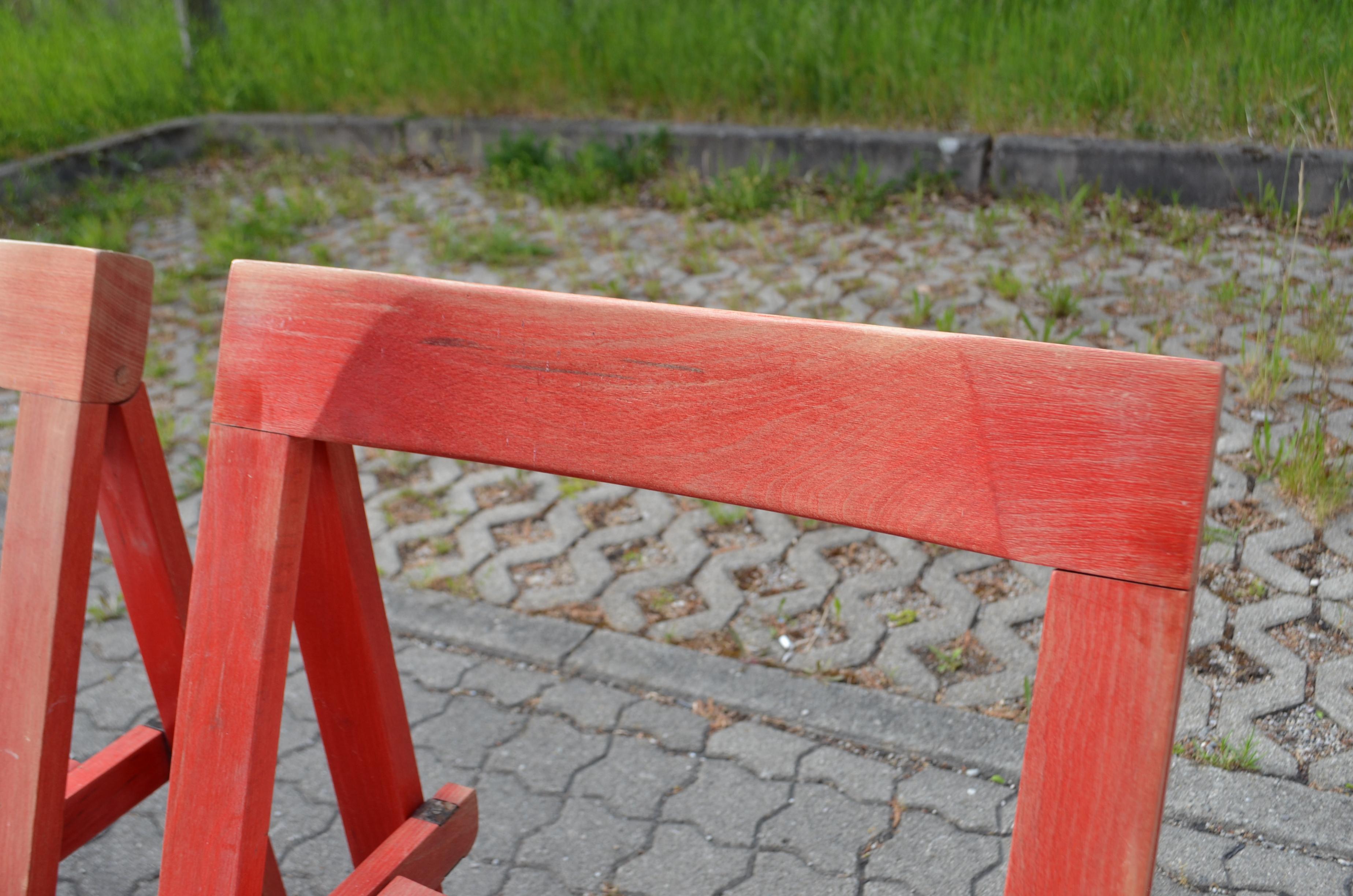 Vintage Mid- Century Folding Chair red Beech 1 / 6 en vente 5