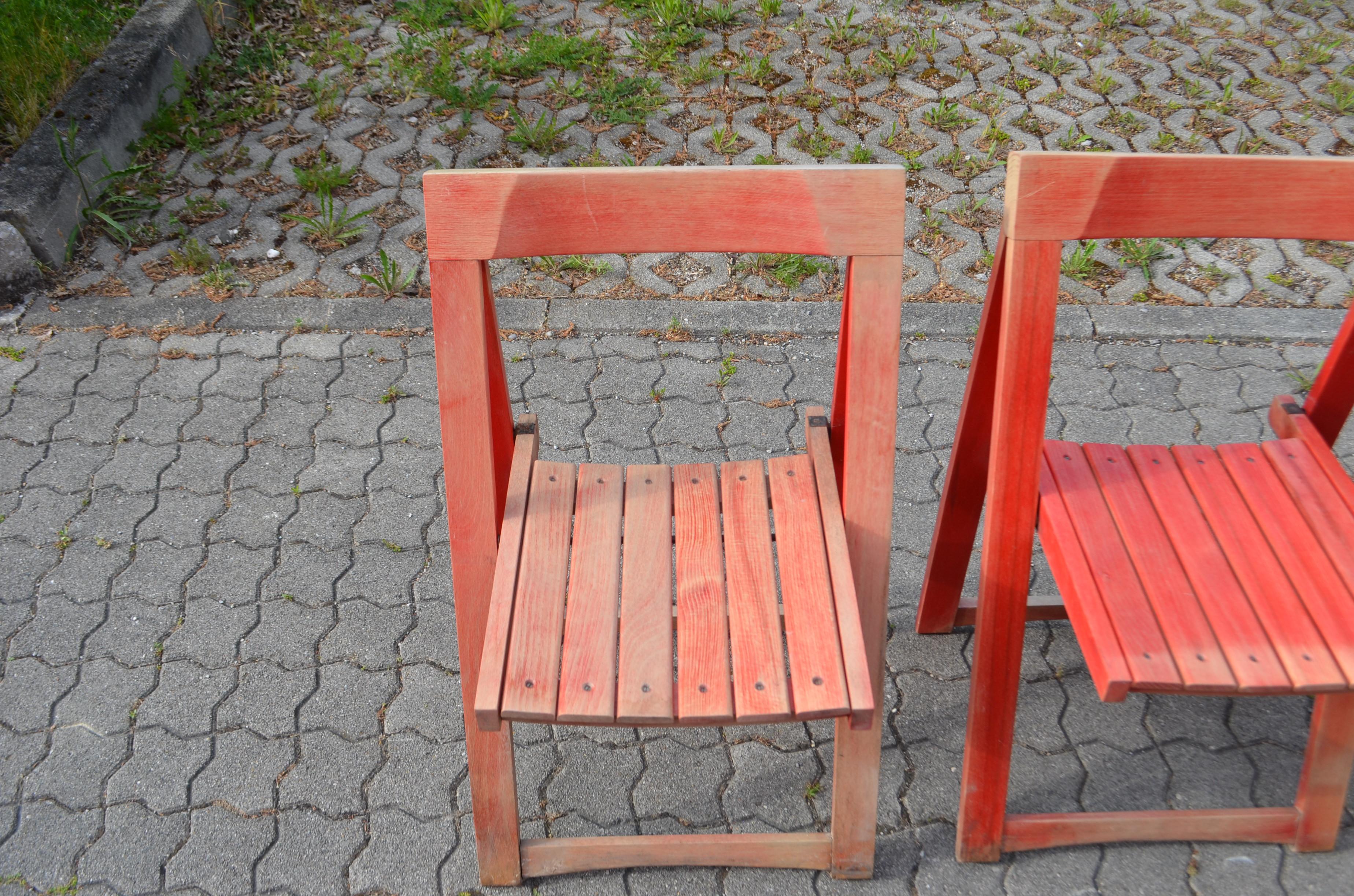 Vintage Mid- Century Folding Chair red Beech 1 / 6 en vente 6