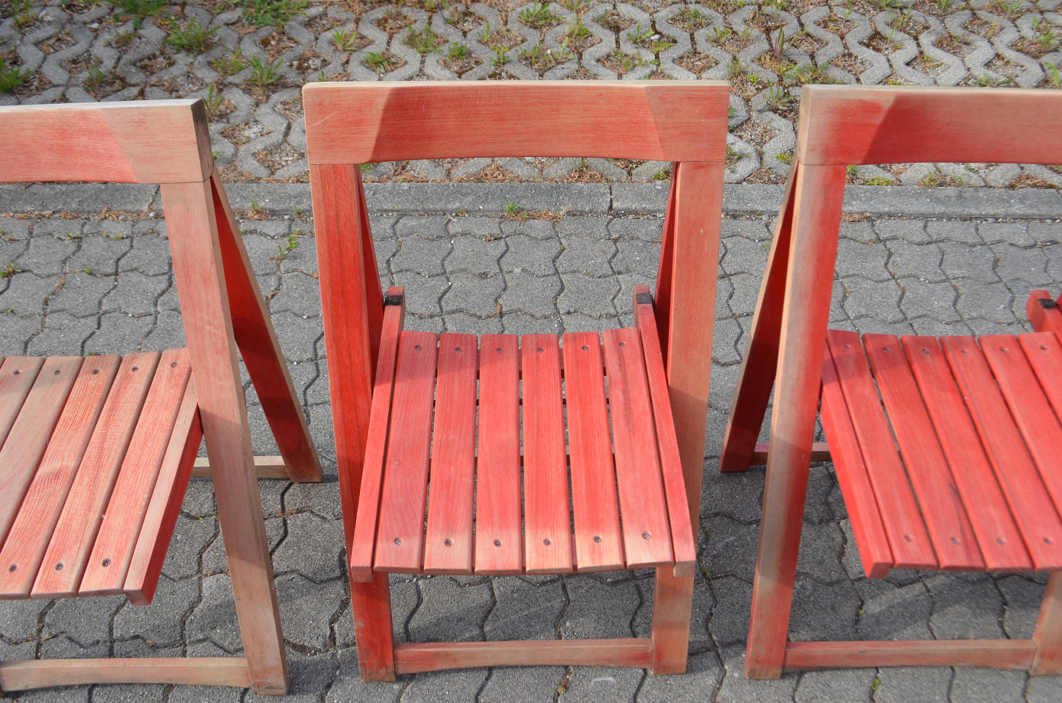 Vintage Mid- Century Folding Chair red Beech 1 / 6 en vente 7