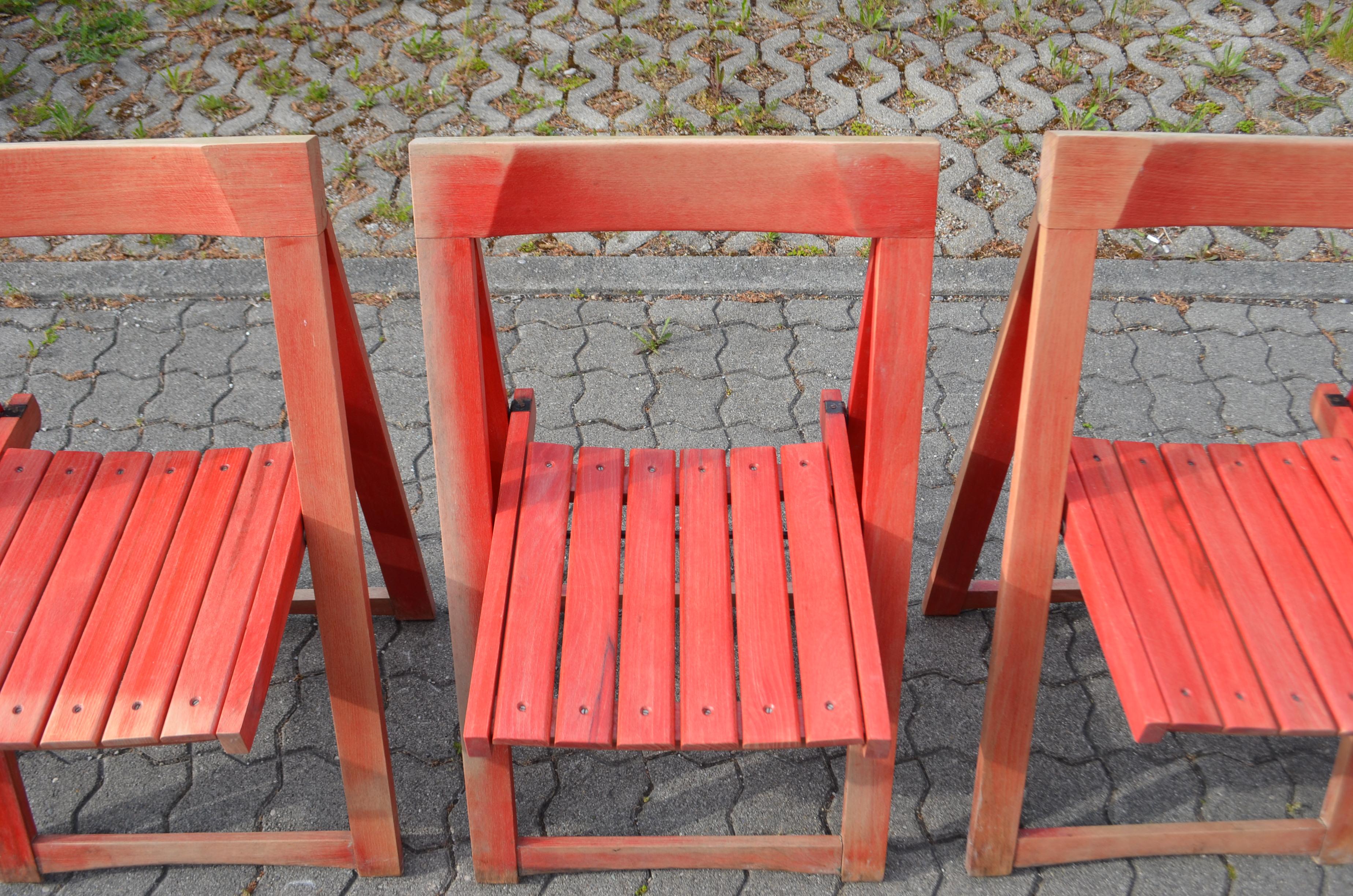 Vintage Mid- Century Folding Chair red Beech 1 / 6 en vente 8