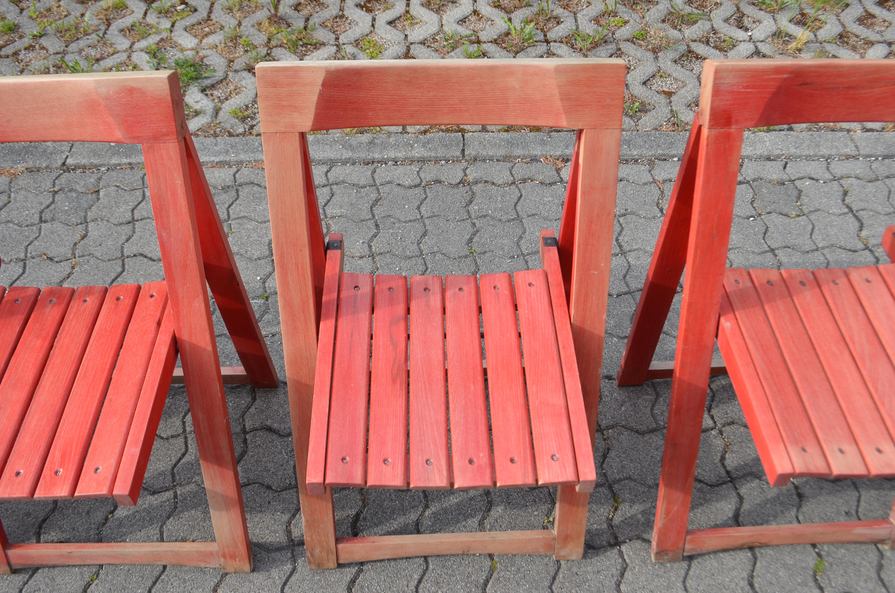 Vintage Mid- Century Folding Chair red Beech 1 / 6 en vente 9