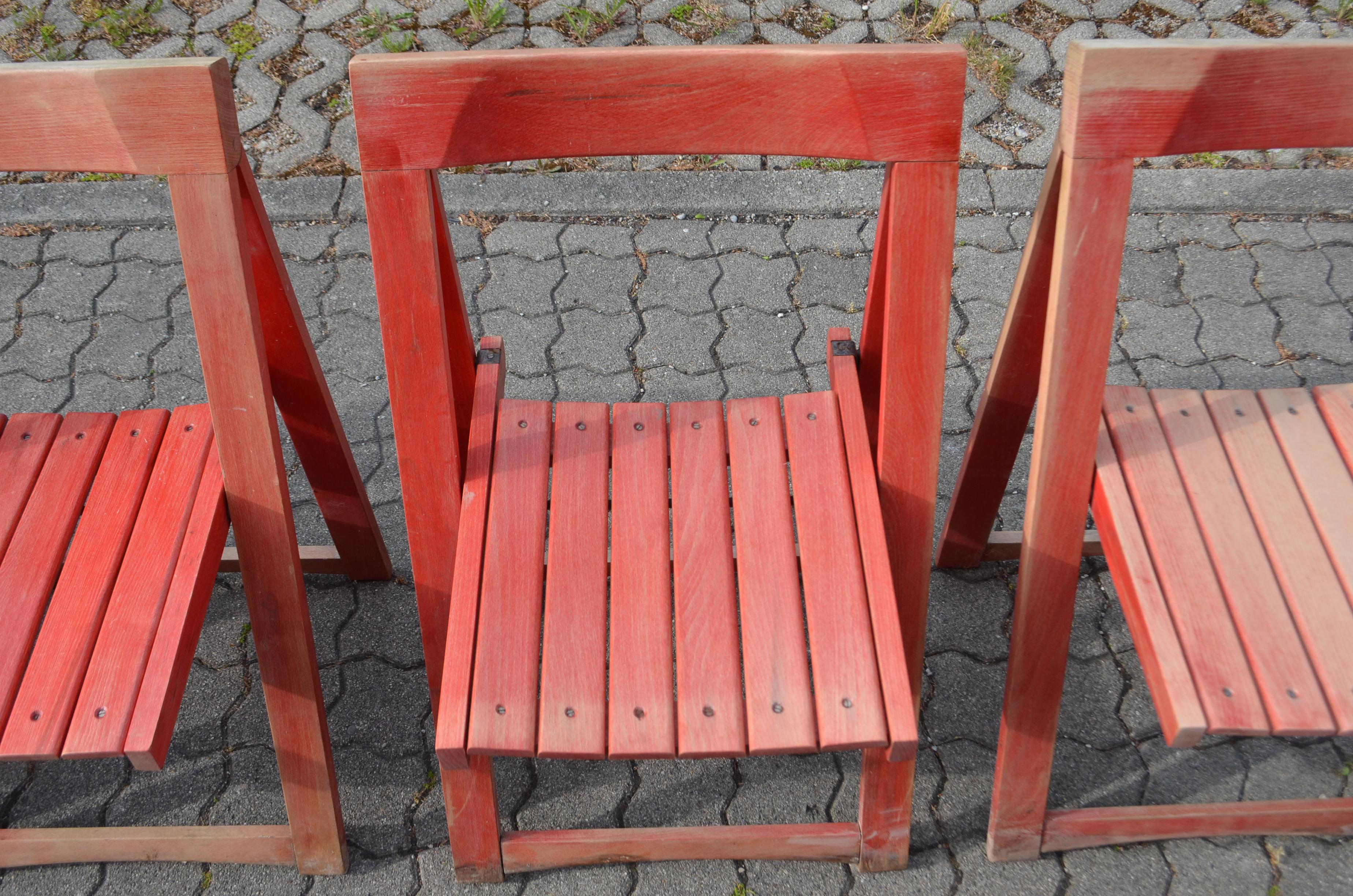 Vintage Mid- Century Folding Chair red Beech 1 / 6 en vente 10