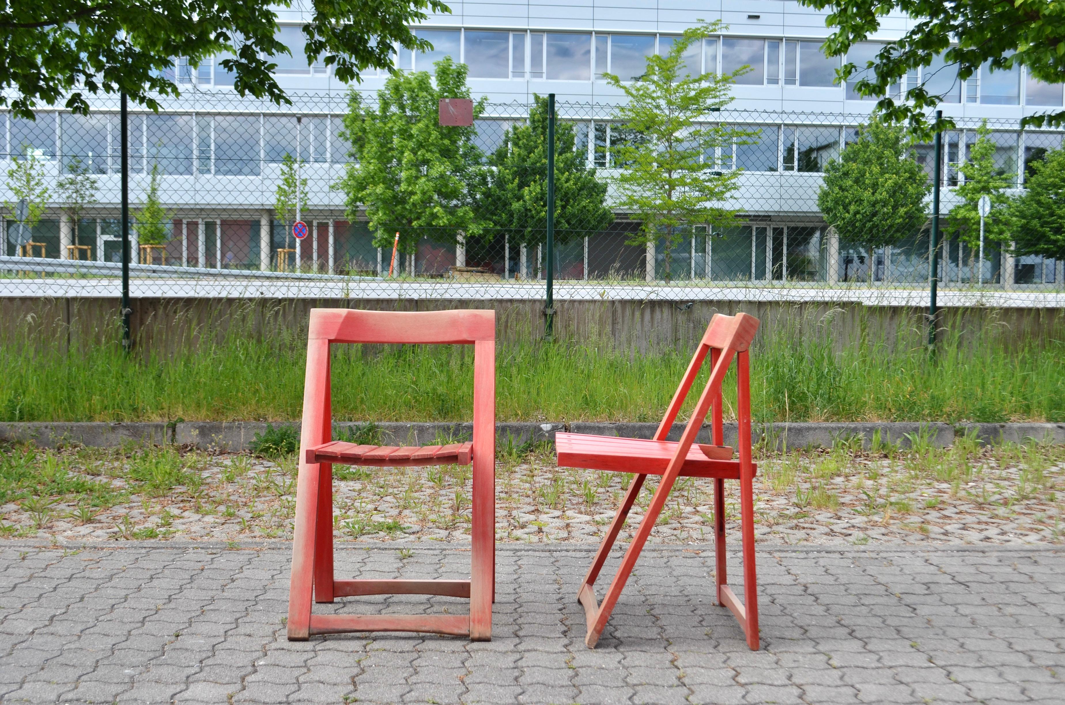 Mid-Century Modern Vintage Mid- Century Folding Chair red Beech 1 / 6 en vente