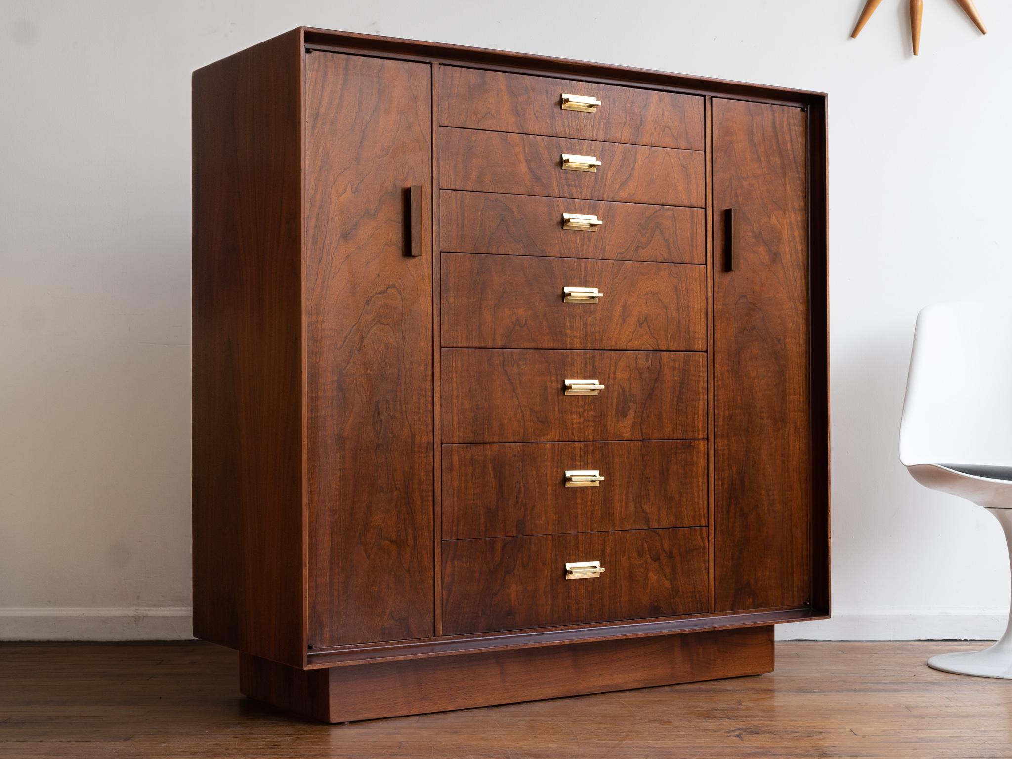 Mid-Century Modern Vintage Mid-Century Founders Large Walnut Highboy Dresser / Gentleman's Chest