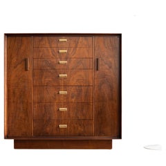 Vintage Mid-Century Founders Large Walnut Highboy Dresser / Gentleman's Chest